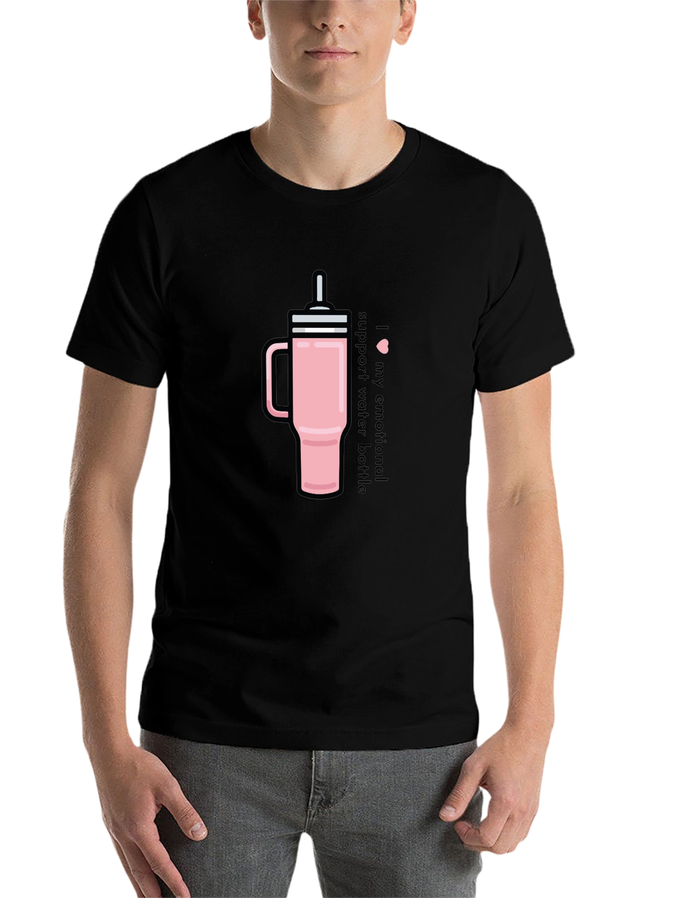 Black Emotional Support Water Bottle Tee - Black view 7