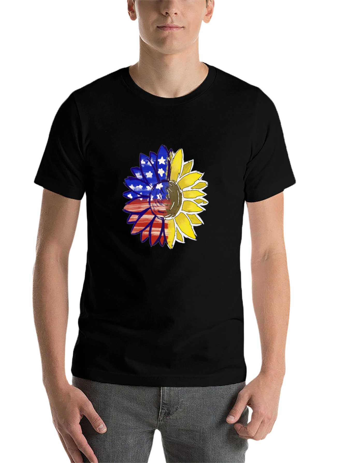 Black Patriotic Sunflower Graphic T-Shirt view 7