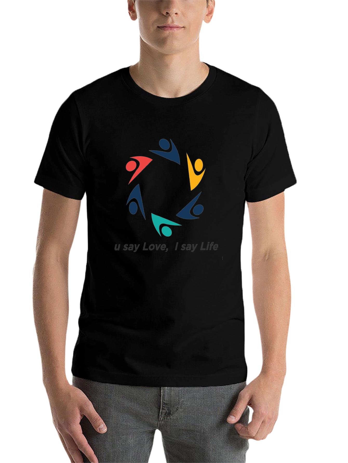 Black Unity Love Life Graphic Black T-Shirt view 7