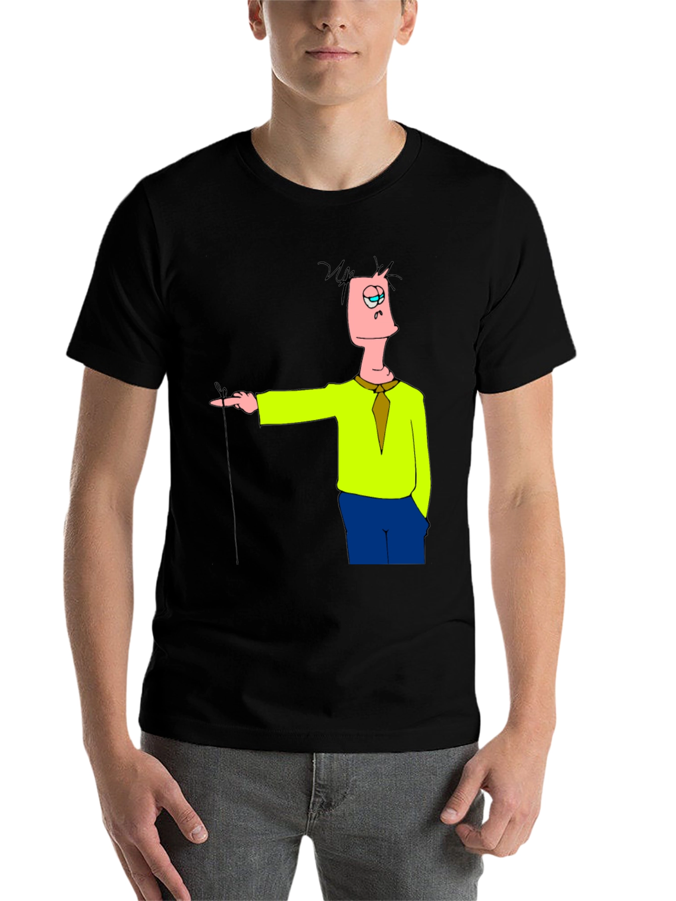 Black Cartoon Character Black T-Shirt view 7