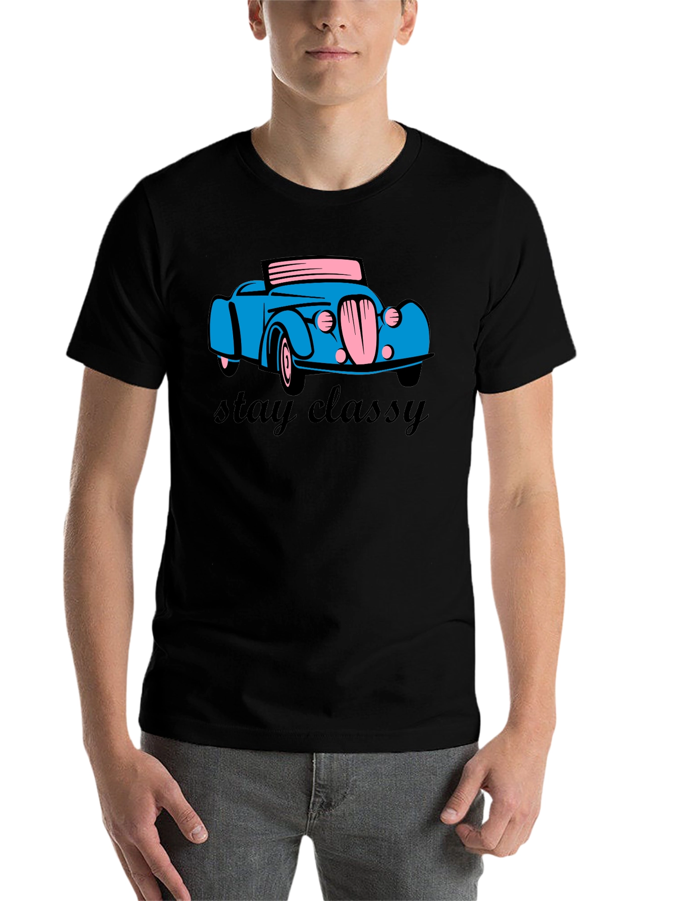 Black Stay Classy Car T-Shirt - Classic Retro Design view 7
