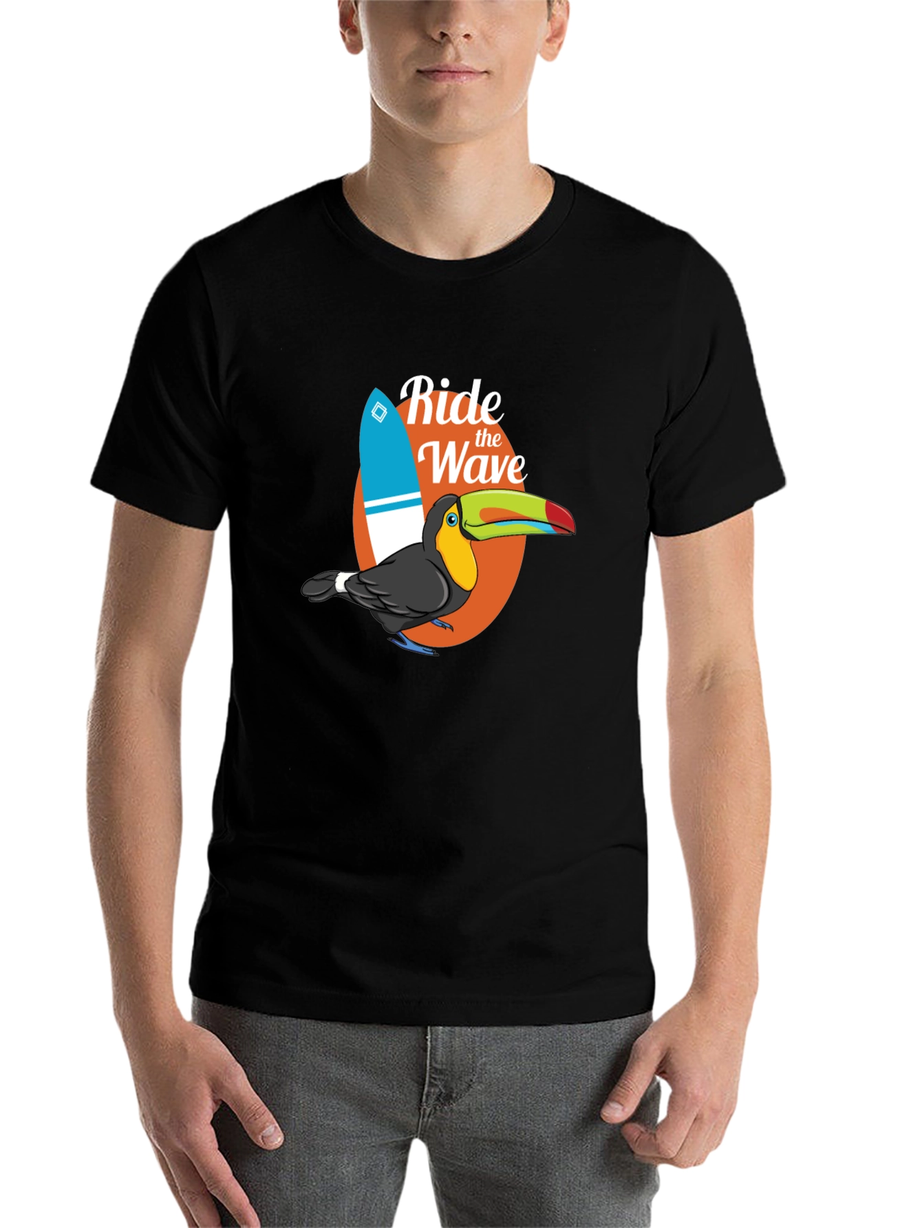 Black Ride the Wave Toucan Graphic T-Shirt view 7