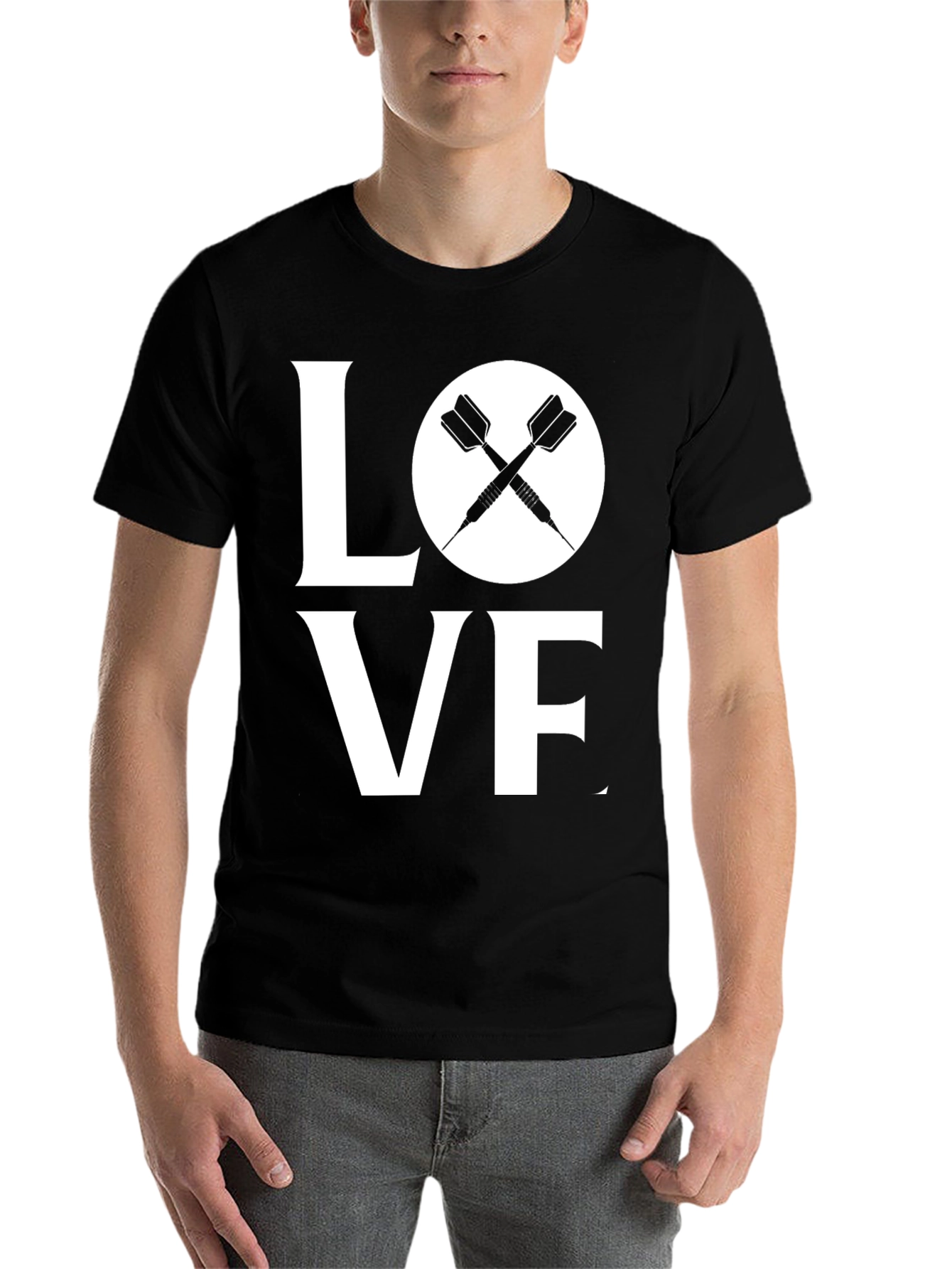 Black Love Darts Graphic Tee - Unisex Black T-Shirt view 7