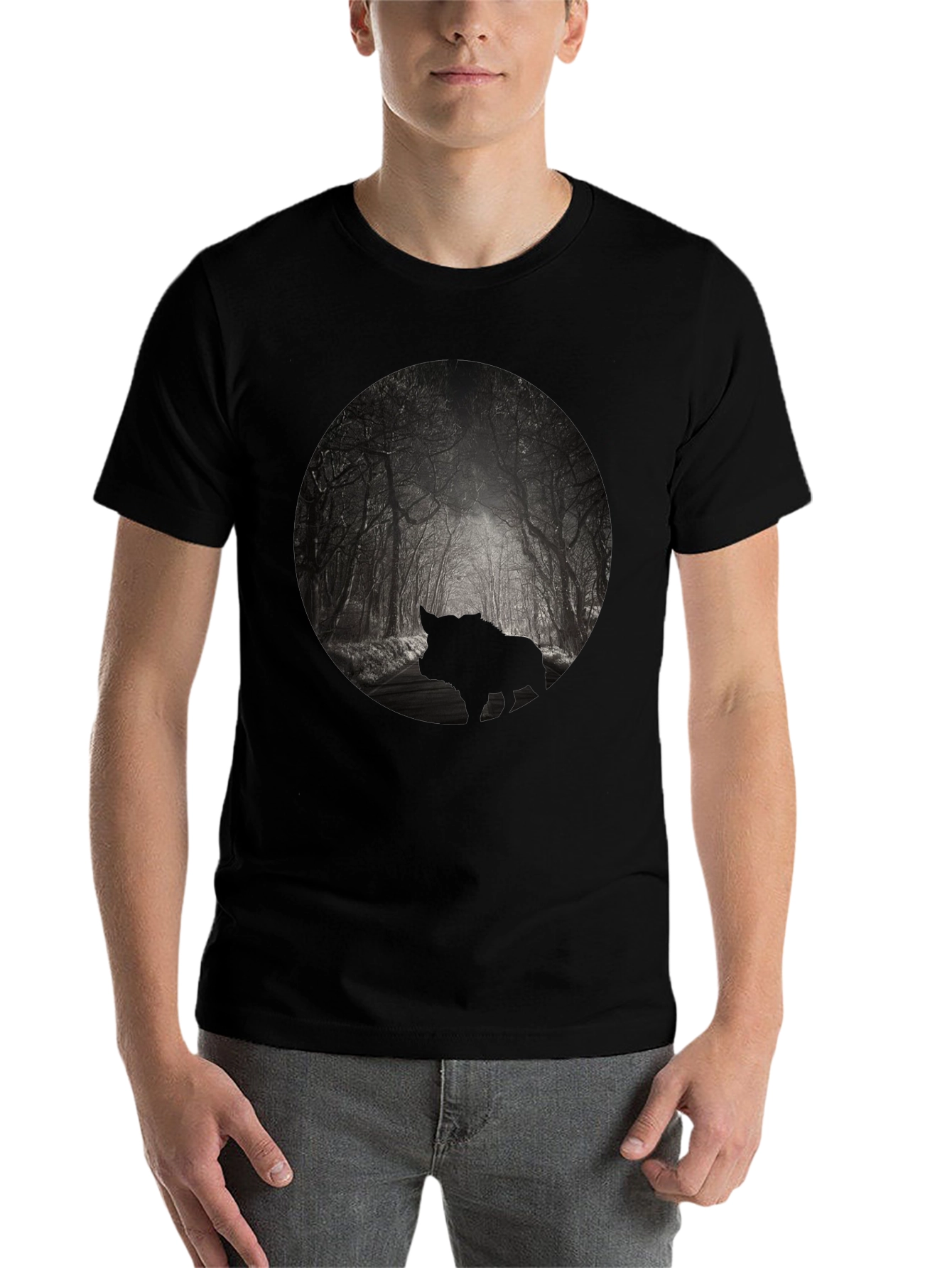 Black Men's Black Forest Silhouette Graphic Tee view 7
