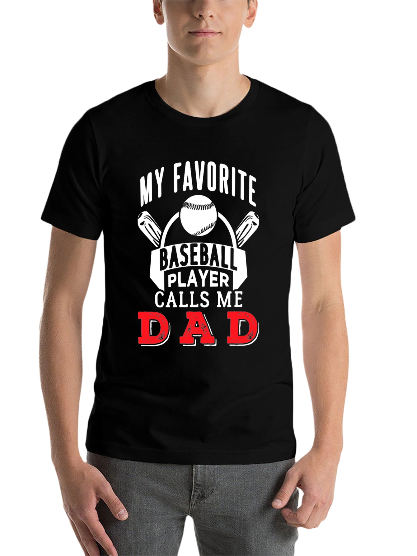 Black My Favorite Baseball Player Calls Me Dad T-Shirt view 7
