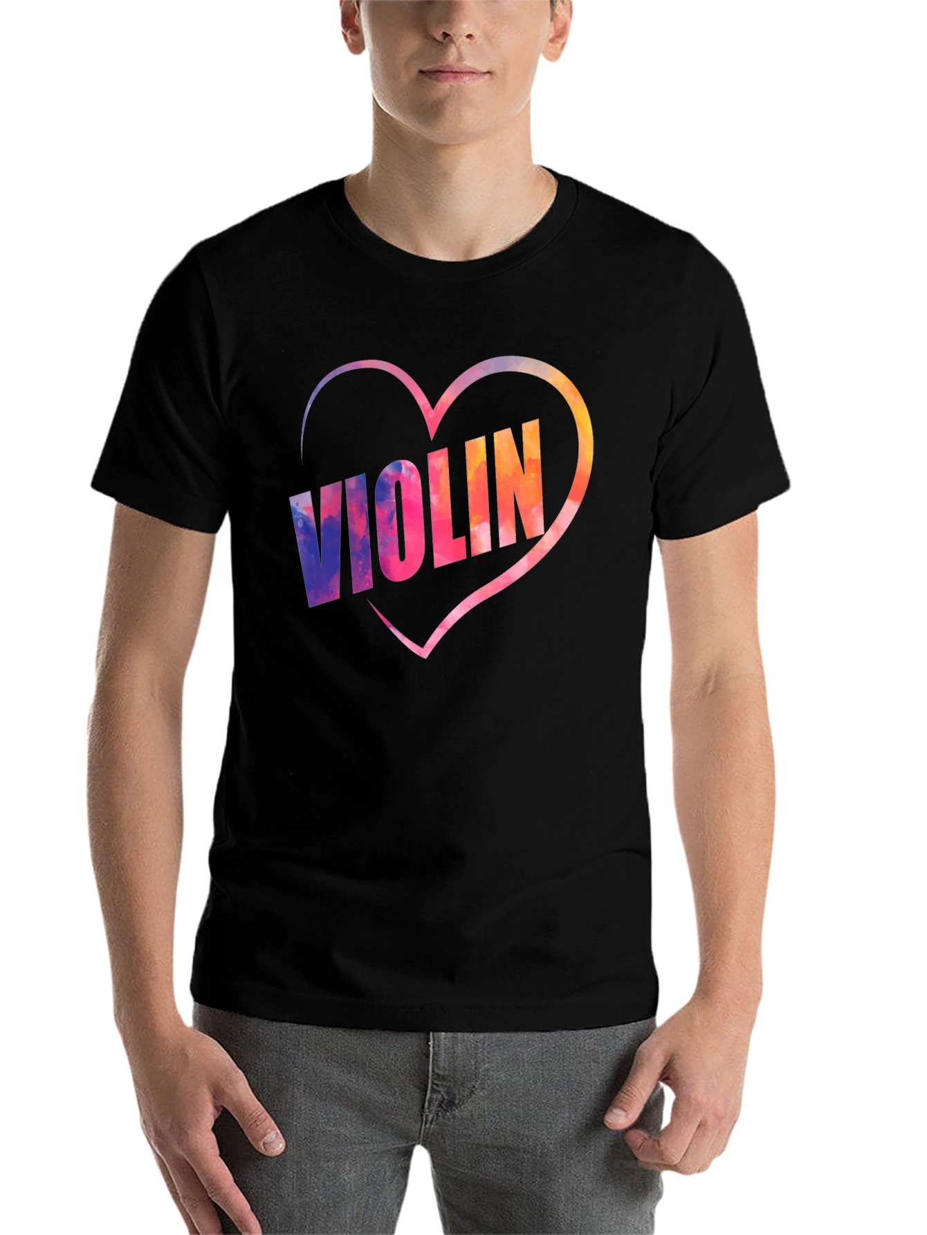 Black Violin Heart Graphic Tee - Music Lover Shirt view 7