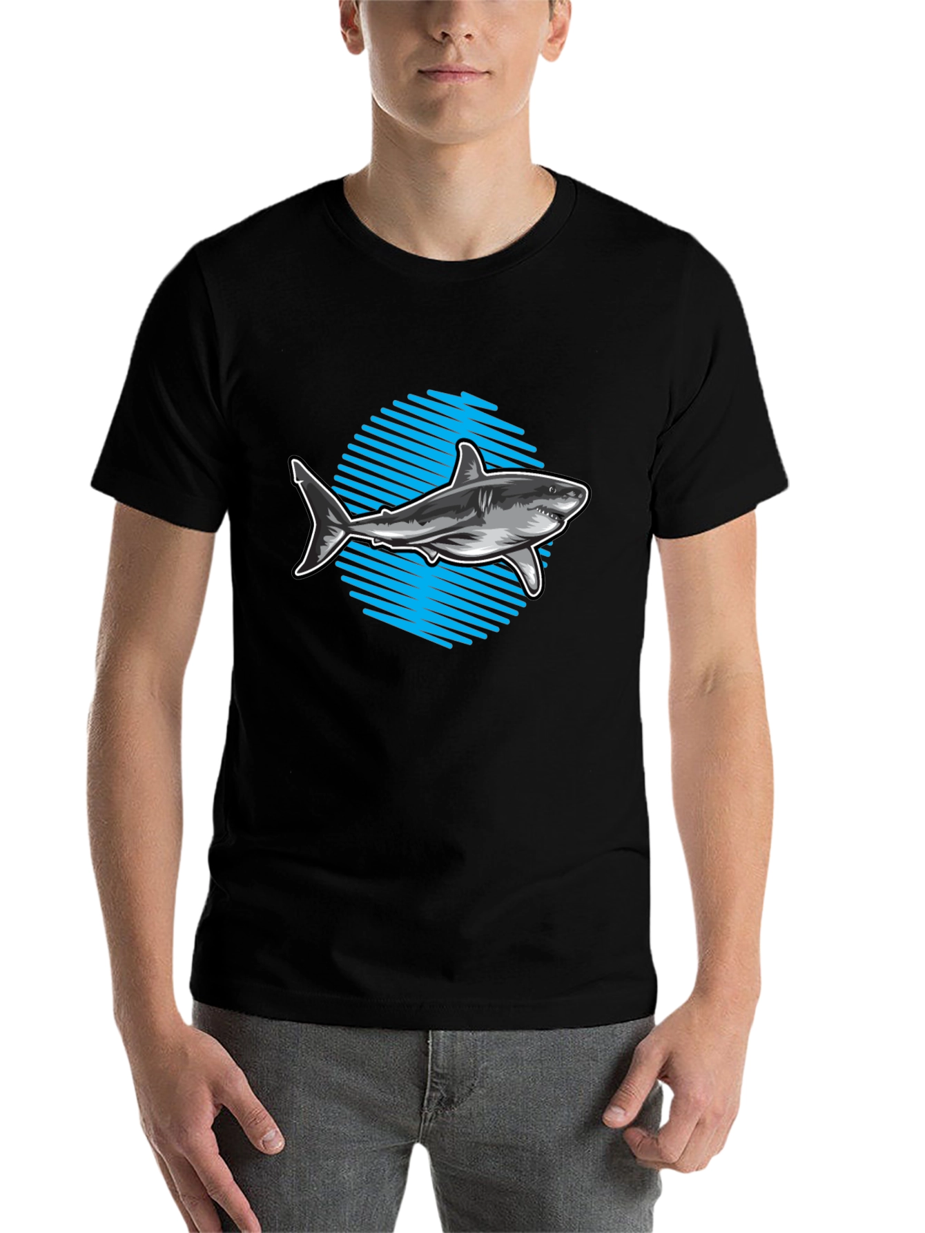 Black Shark Graphic Tee - Men's Black T-Shirt view 7