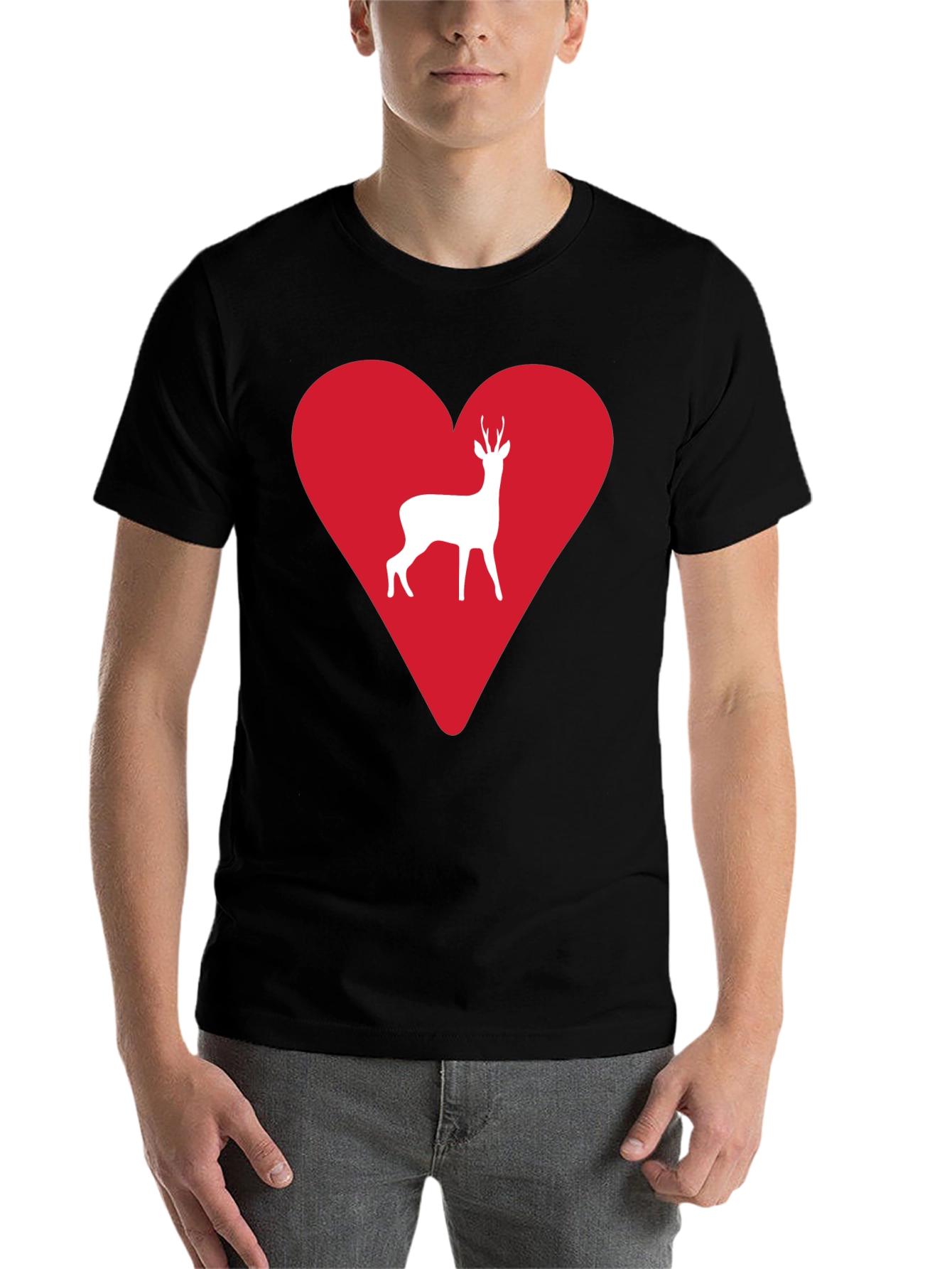Black Deer Heart Graphic Tee - Men's Black T-Shirt view 7