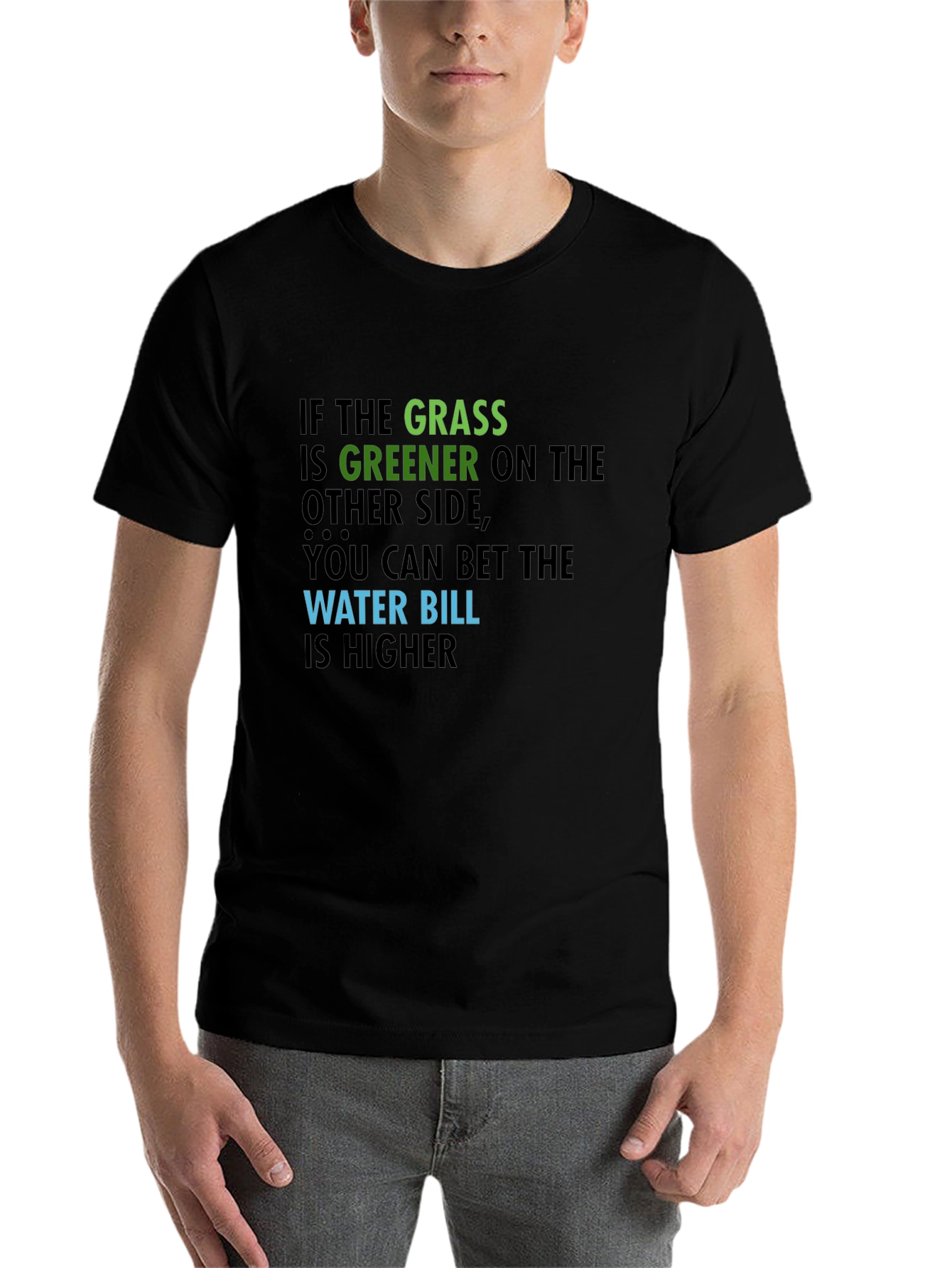 Black Greener Grass Humor T-Shirt view 7