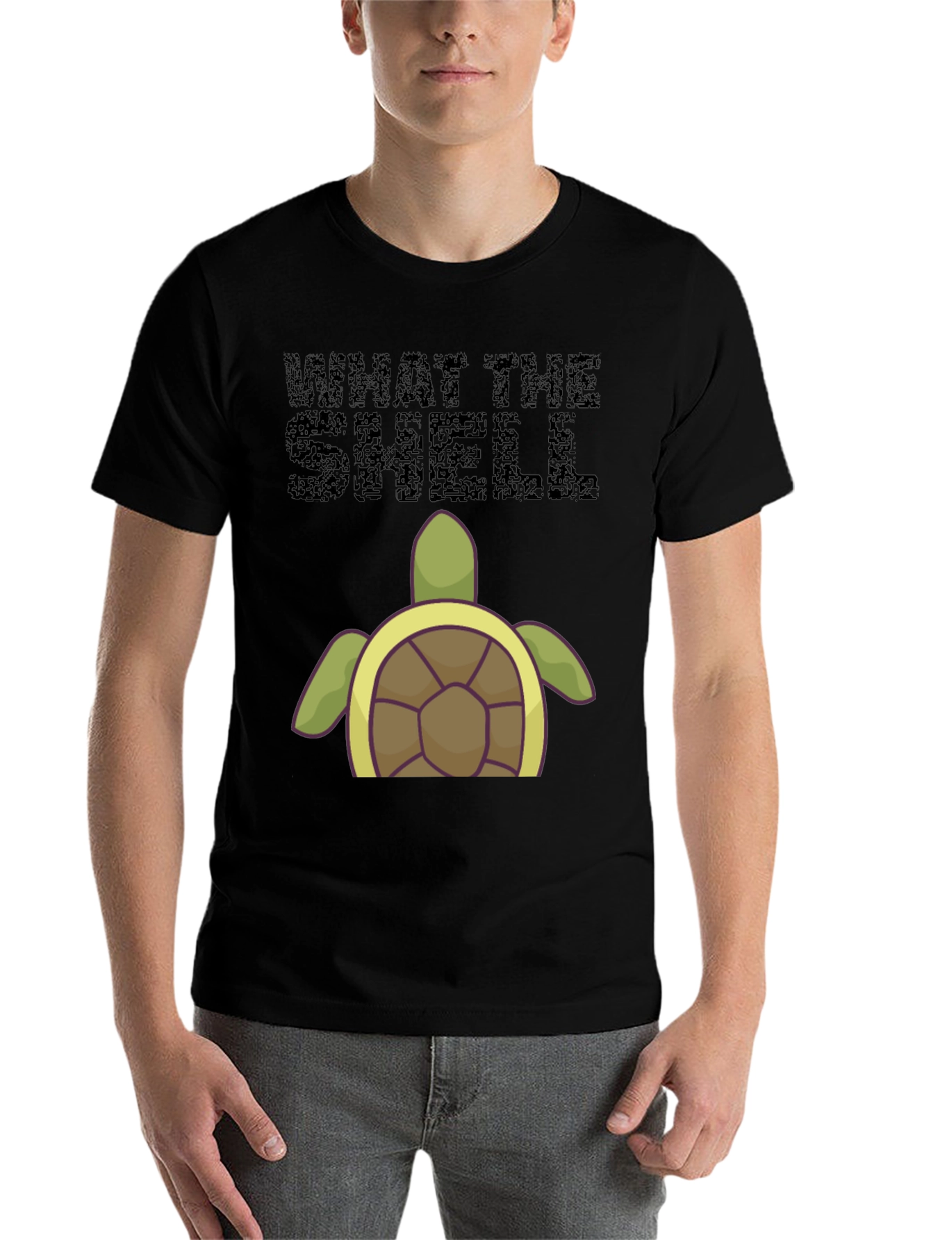 Black What the Shell Turtle T-Shirt view 7