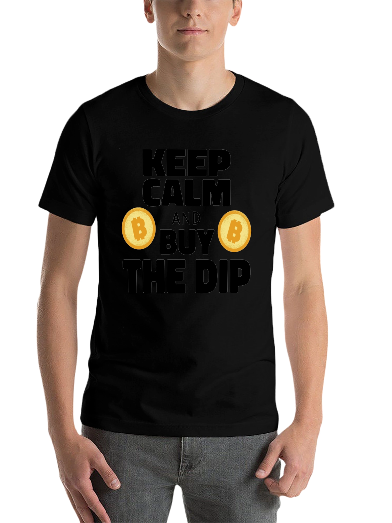 Black Keep Calm and Buy the Dip Crypto T-Shirt view 7