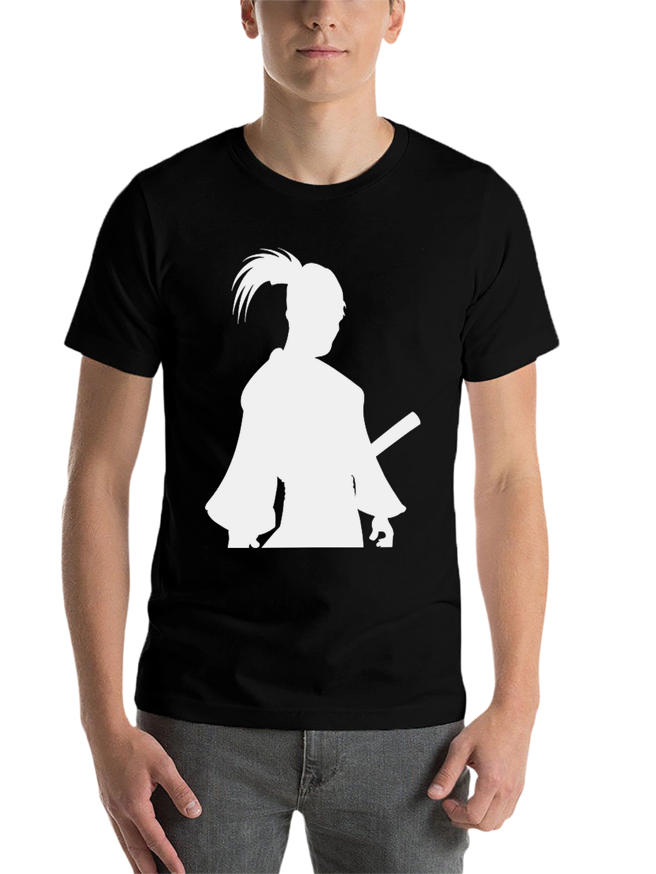 Black Samurai Silhouette T-Shirt - Black view 7