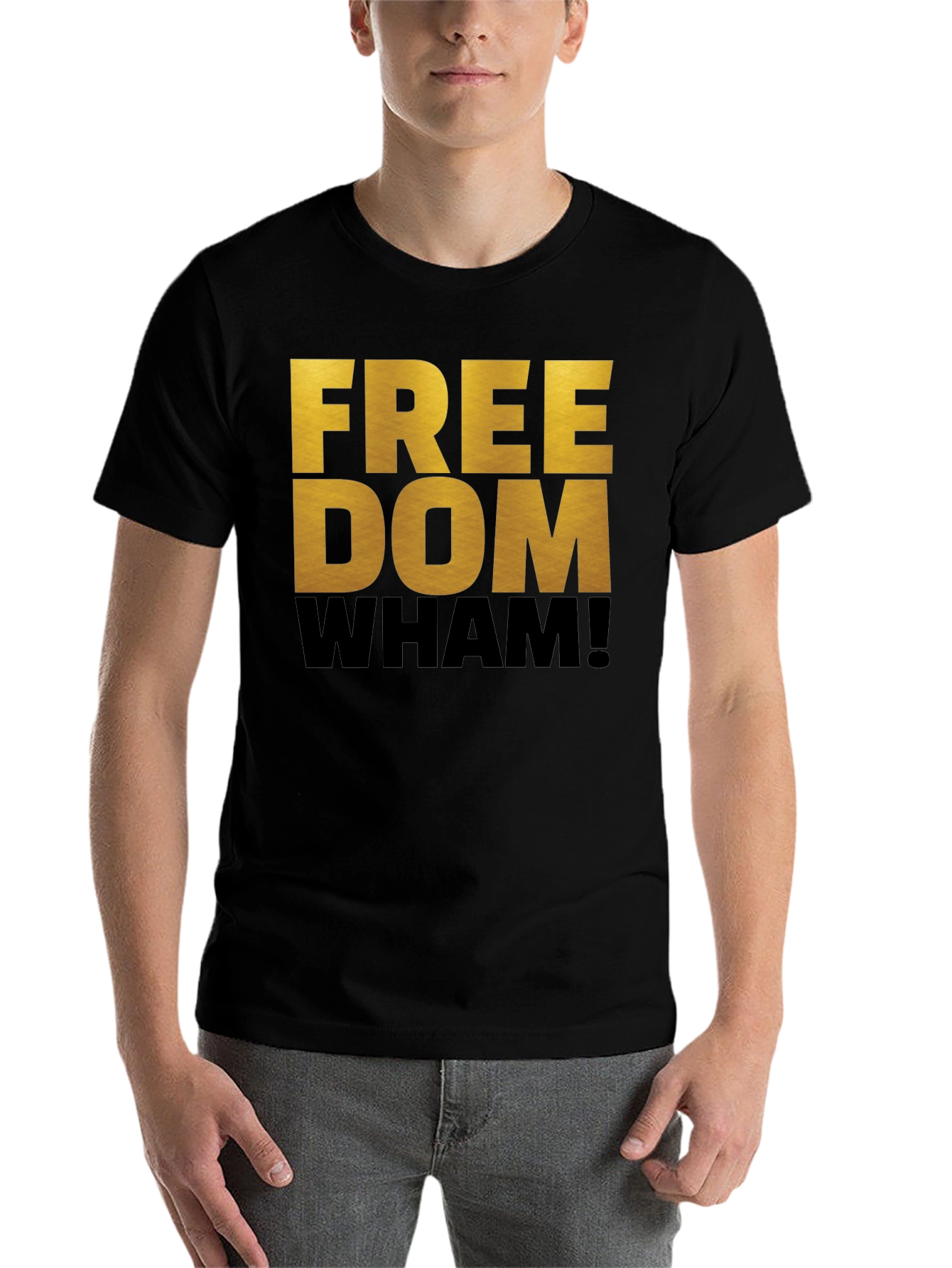 Black Freedom Wham! Graphic T-Shirt - Bold Statement Tee view 7