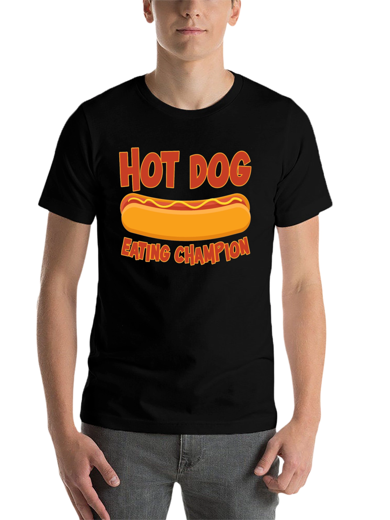 Black Hot Dog Eating Champion T-Shirt - Funny Foodie Tee view 7