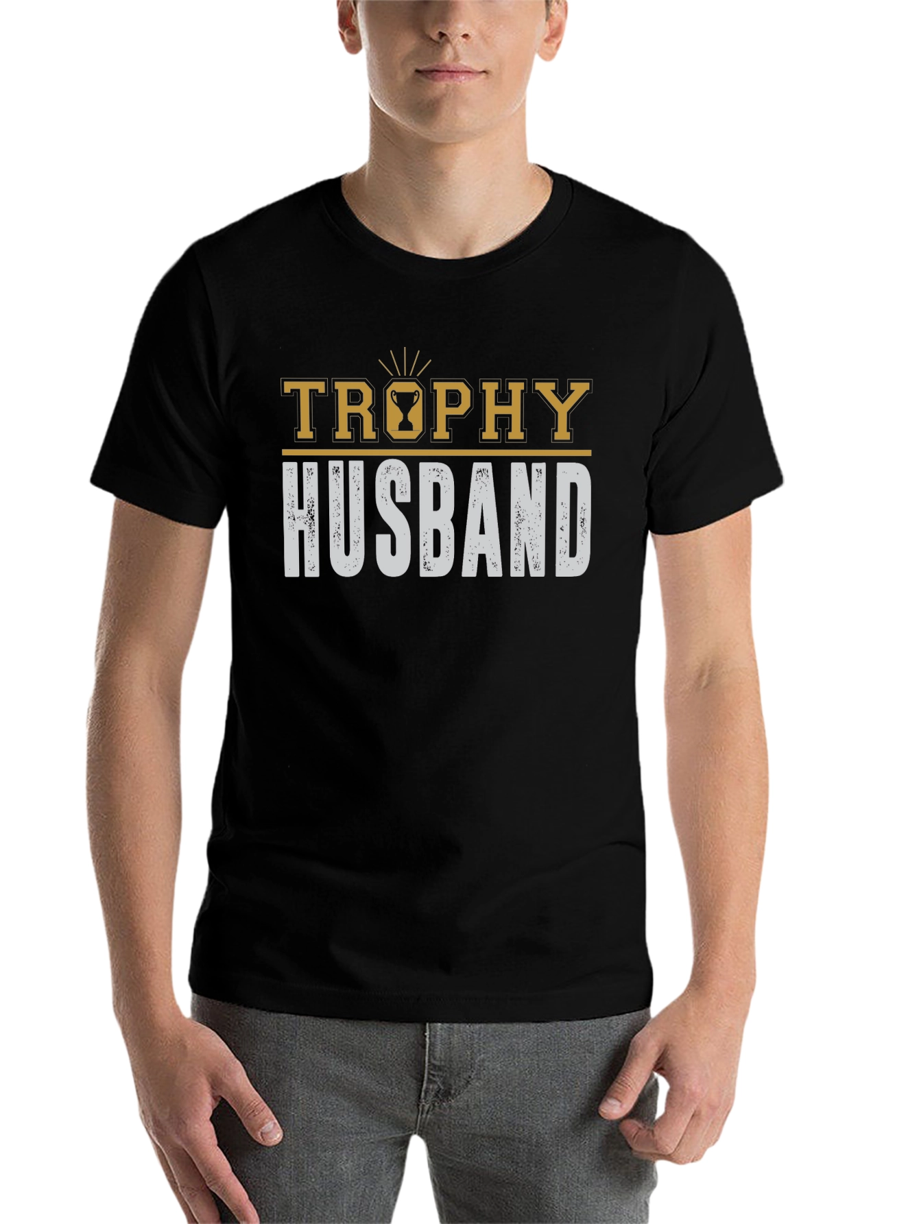 Black Trophy Husband Graphic Tee - Funny Husband Gift view 7