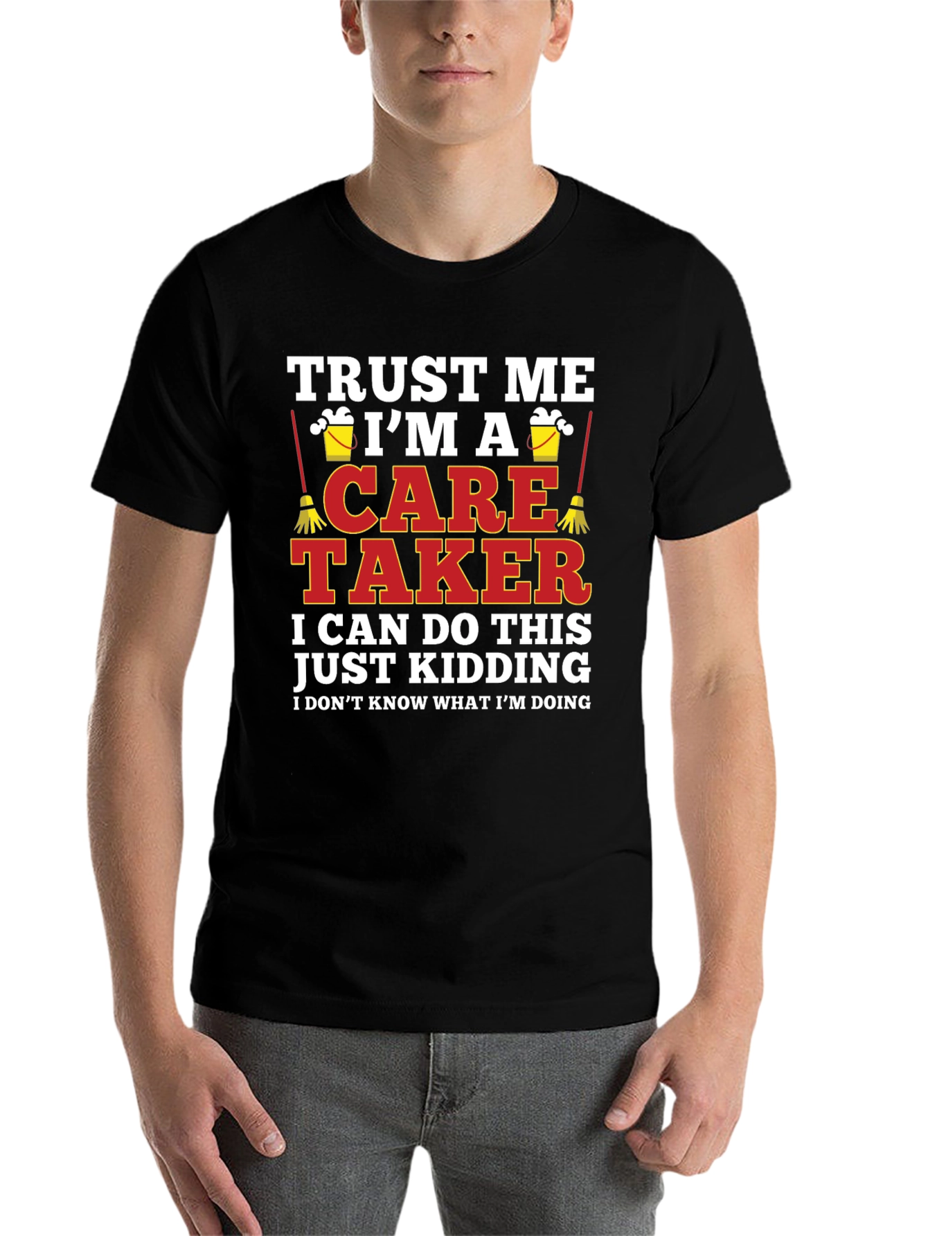Black Funny Caretaker T-Shirt - Trust Me I'm A Caretaker view 7