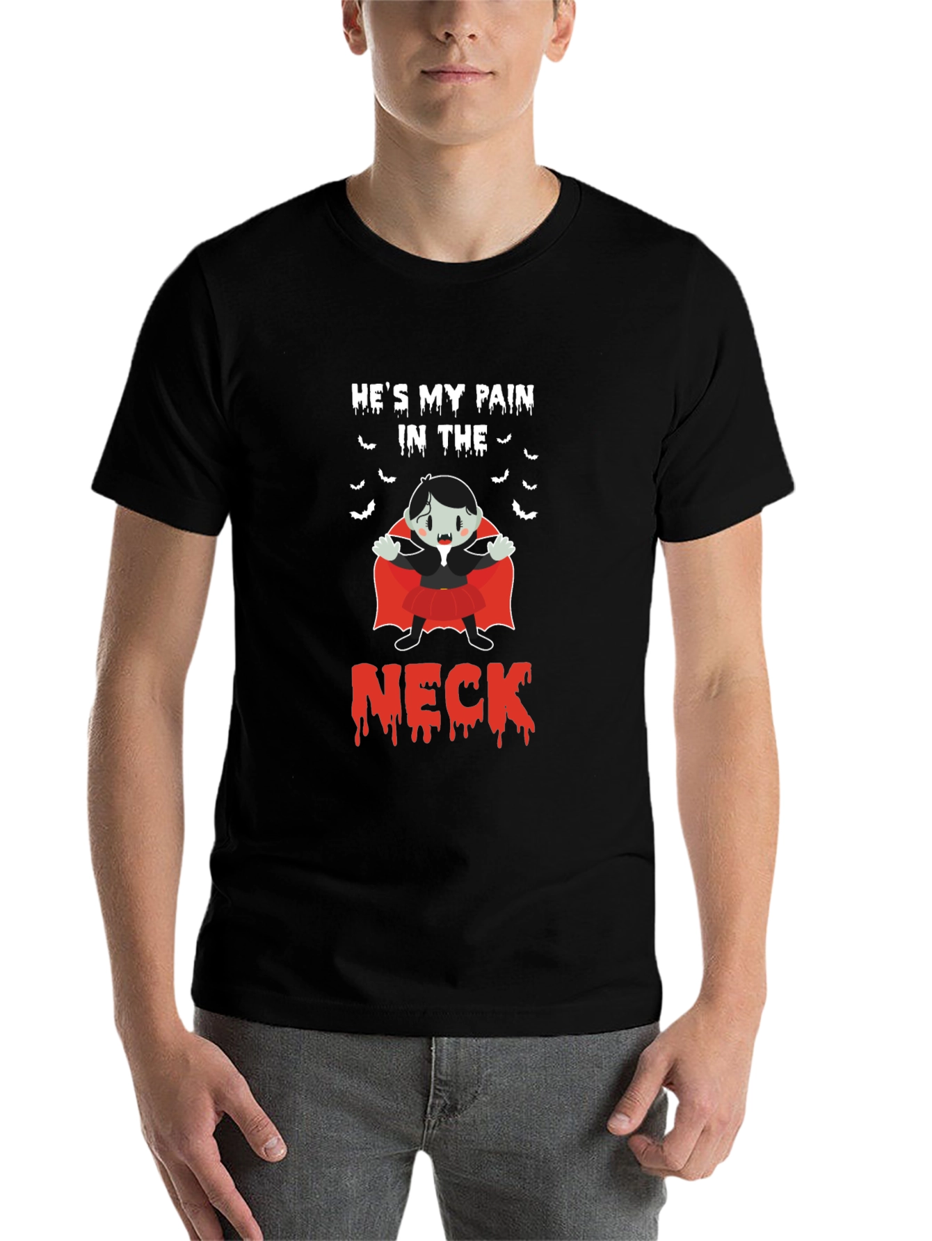 Black He's My Pain in the Neck Vampire Graphic Tee view 7