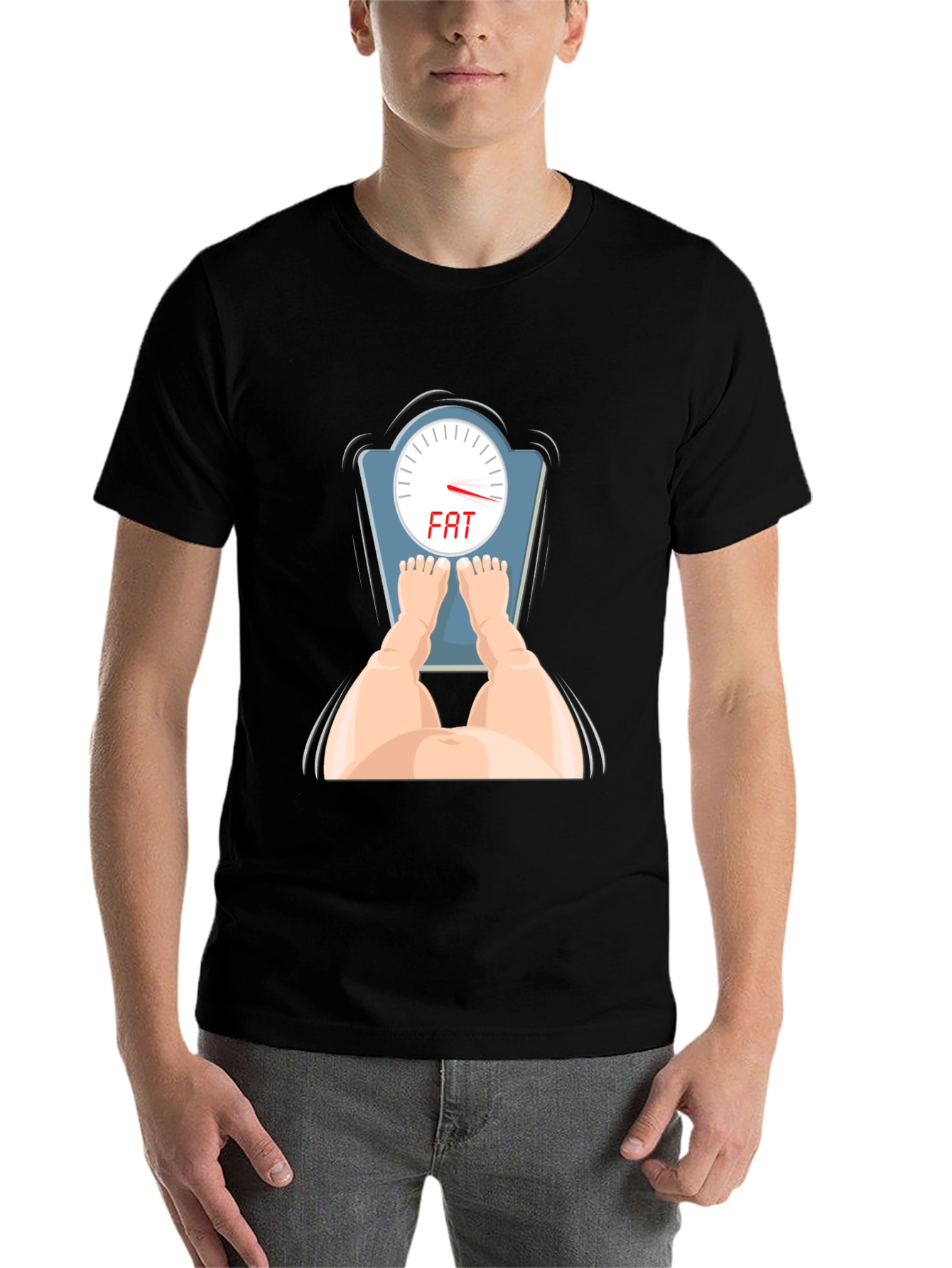 Black Funny 'FAT' Scale Graphic Tee - Humor T-Shirt view 7