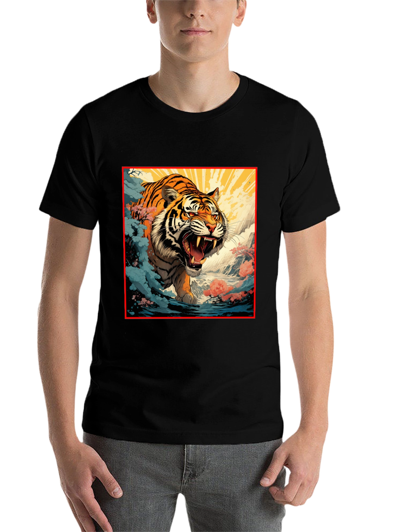 Black Tiger Graphic Black T-Shirt | Bold Animal Print Tee view 7