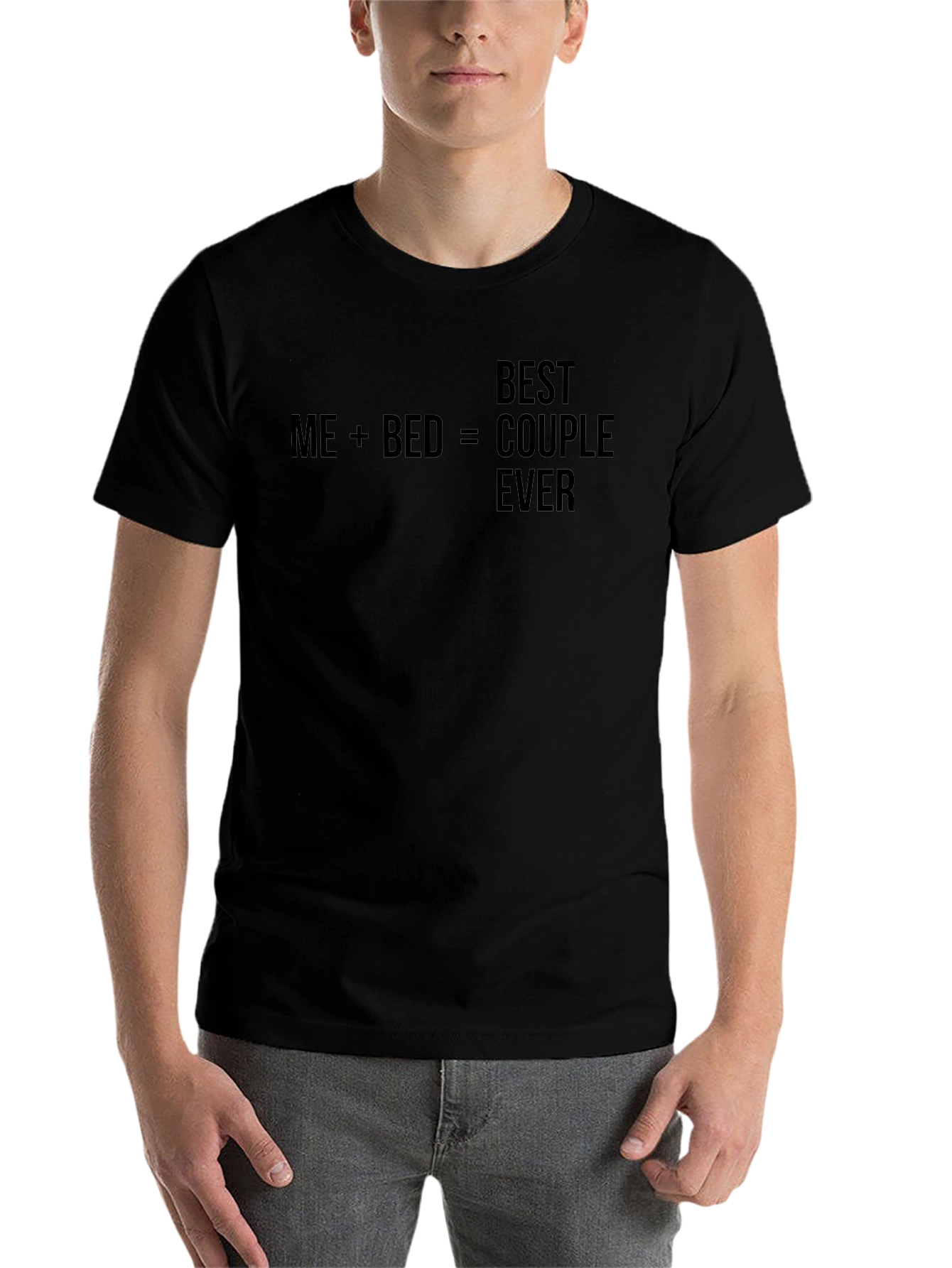 Black Funny Me+Bed=Best Couple Ever Graphic T-Shirt view 7