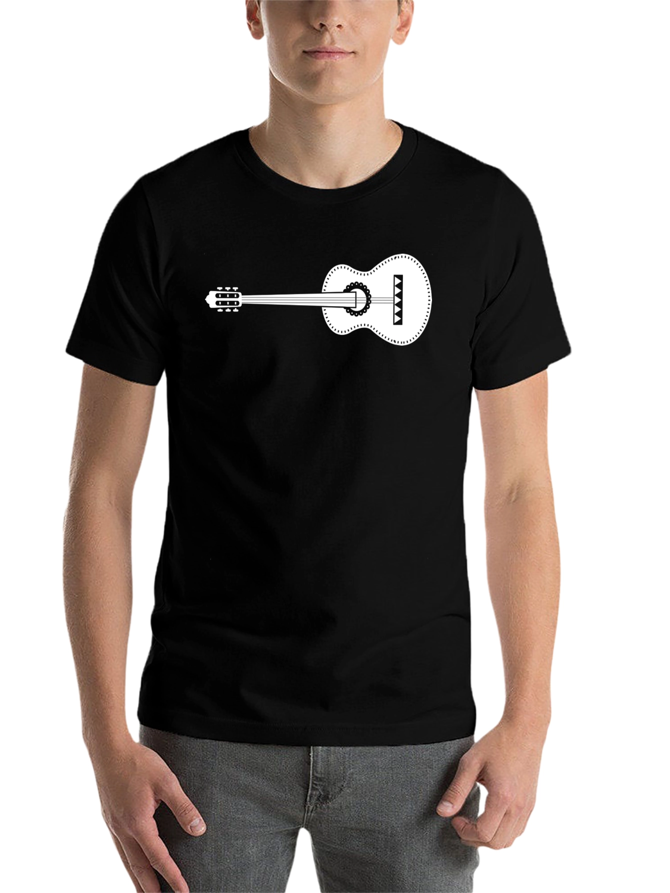 Black Guitar Graphic Tee - Black Cotton Comfort view 7