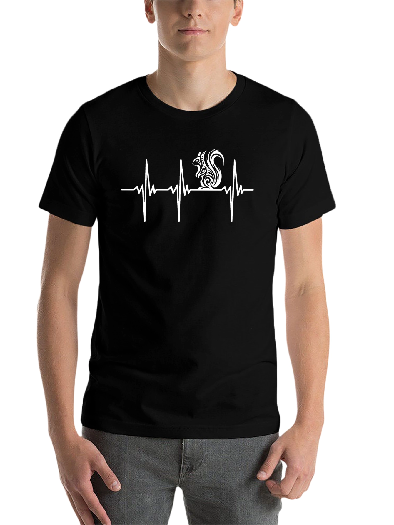 Black Squirrel Heartbeat T-Shirt - Black view 7