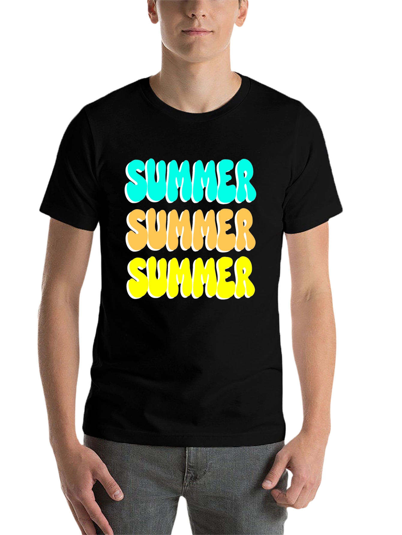Black Summer T-Shirt - Funky Retro Design view 7