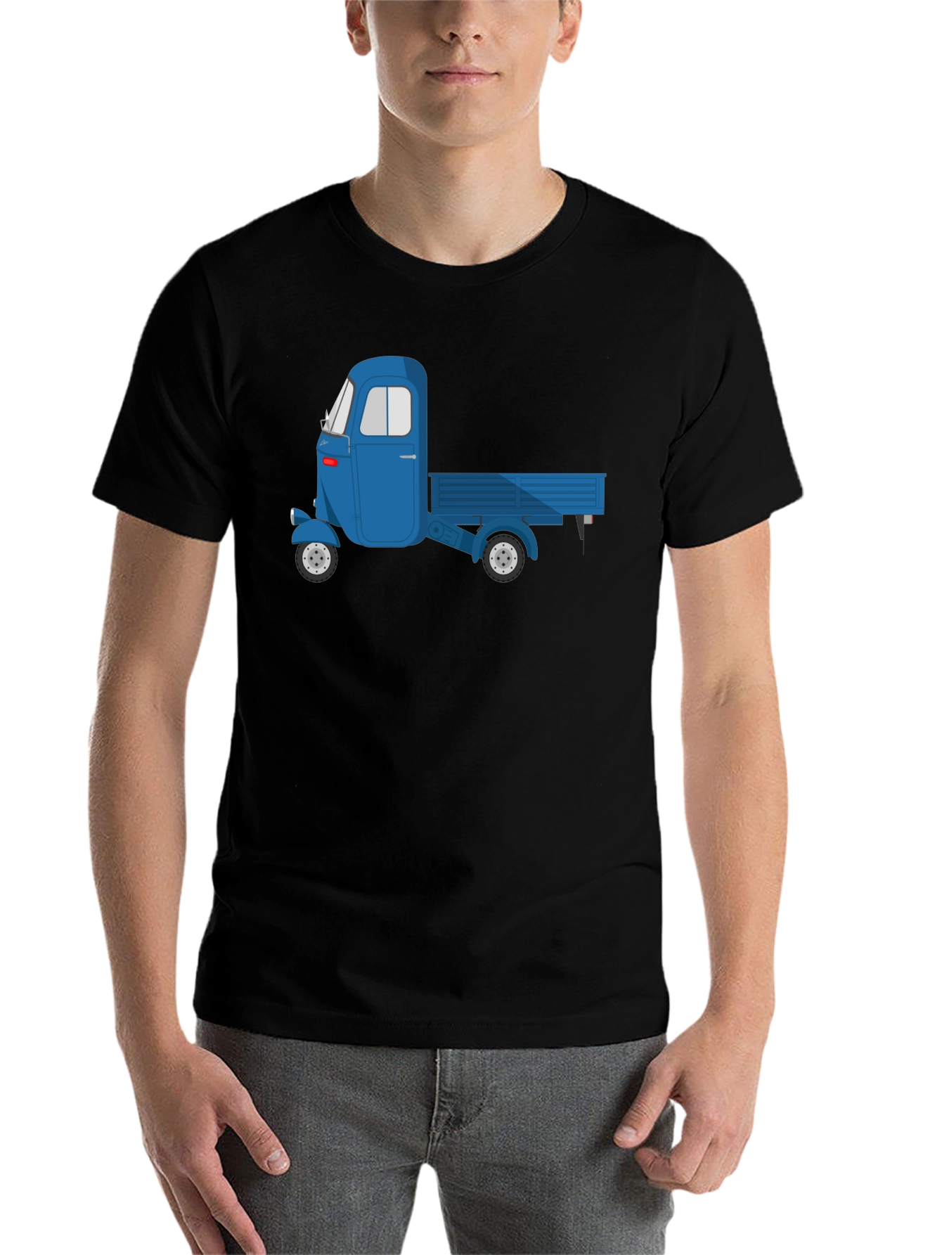 Black Blue Three-Wheeled Truck Graphic T-Shirt view 7