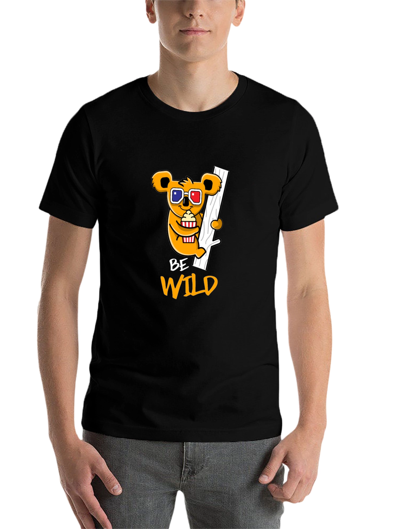 Black Be Wild Graphic Tee - Koala Bear Design view 7