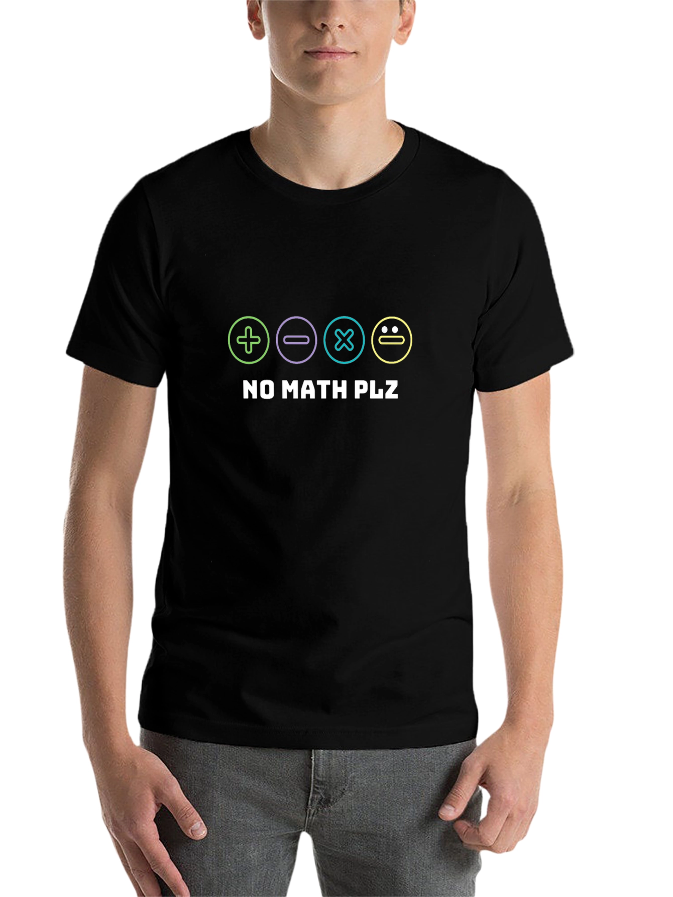Black No Math Plz Graphic T-Shirt view 7