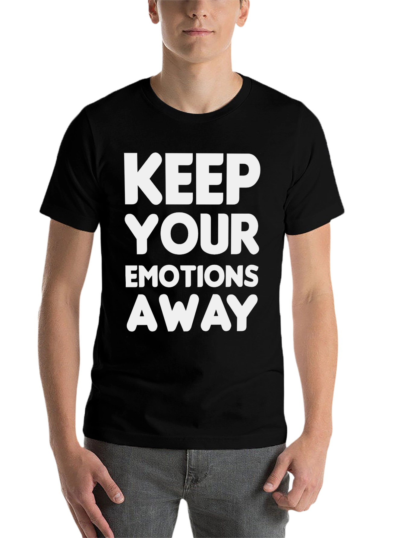 Black Keep Your Emotions Away T-Shirt - Men's Novelty Graphic Tee view 7