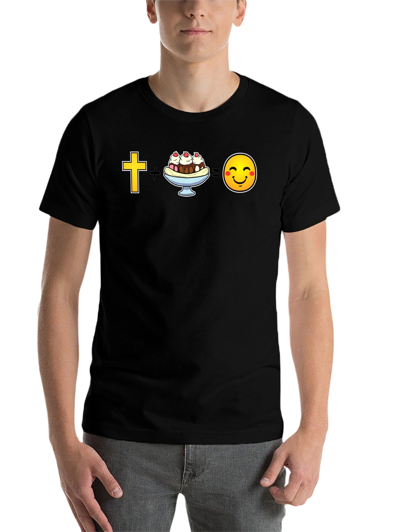 Black Christian Ice Cream = Happy T-Shirt view 7