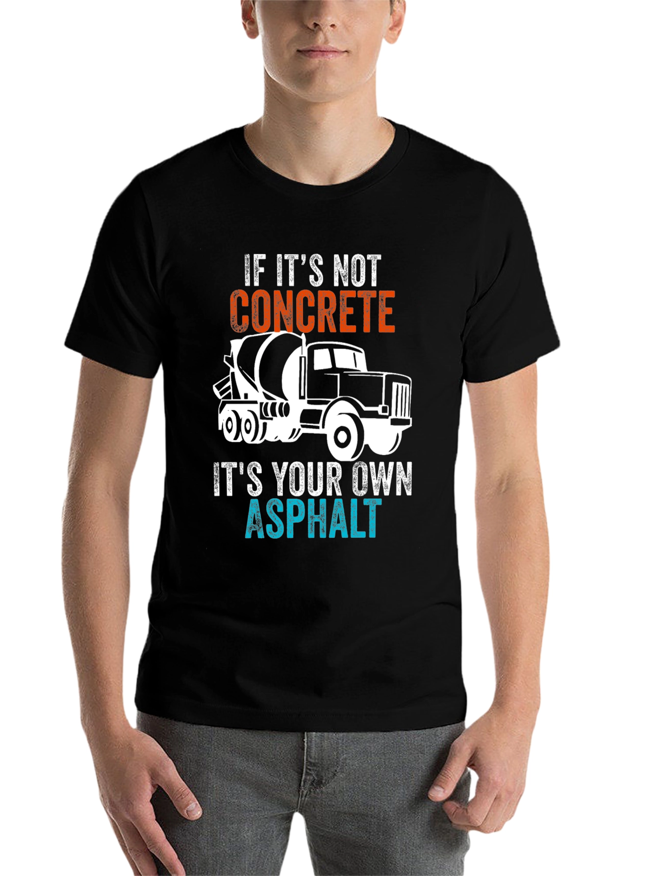 Black Concrete Truck Asphalt T-Shirt view 7