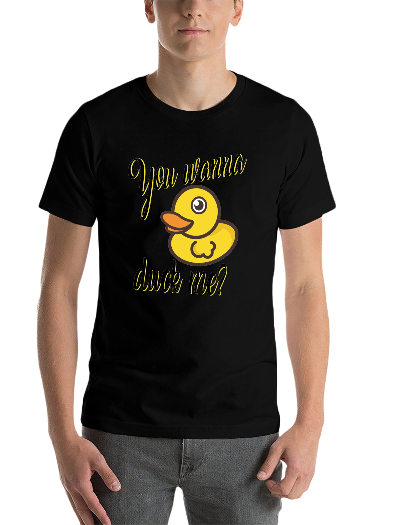 Black You Wanna Duck Me? Novelty T-Shirt view 7