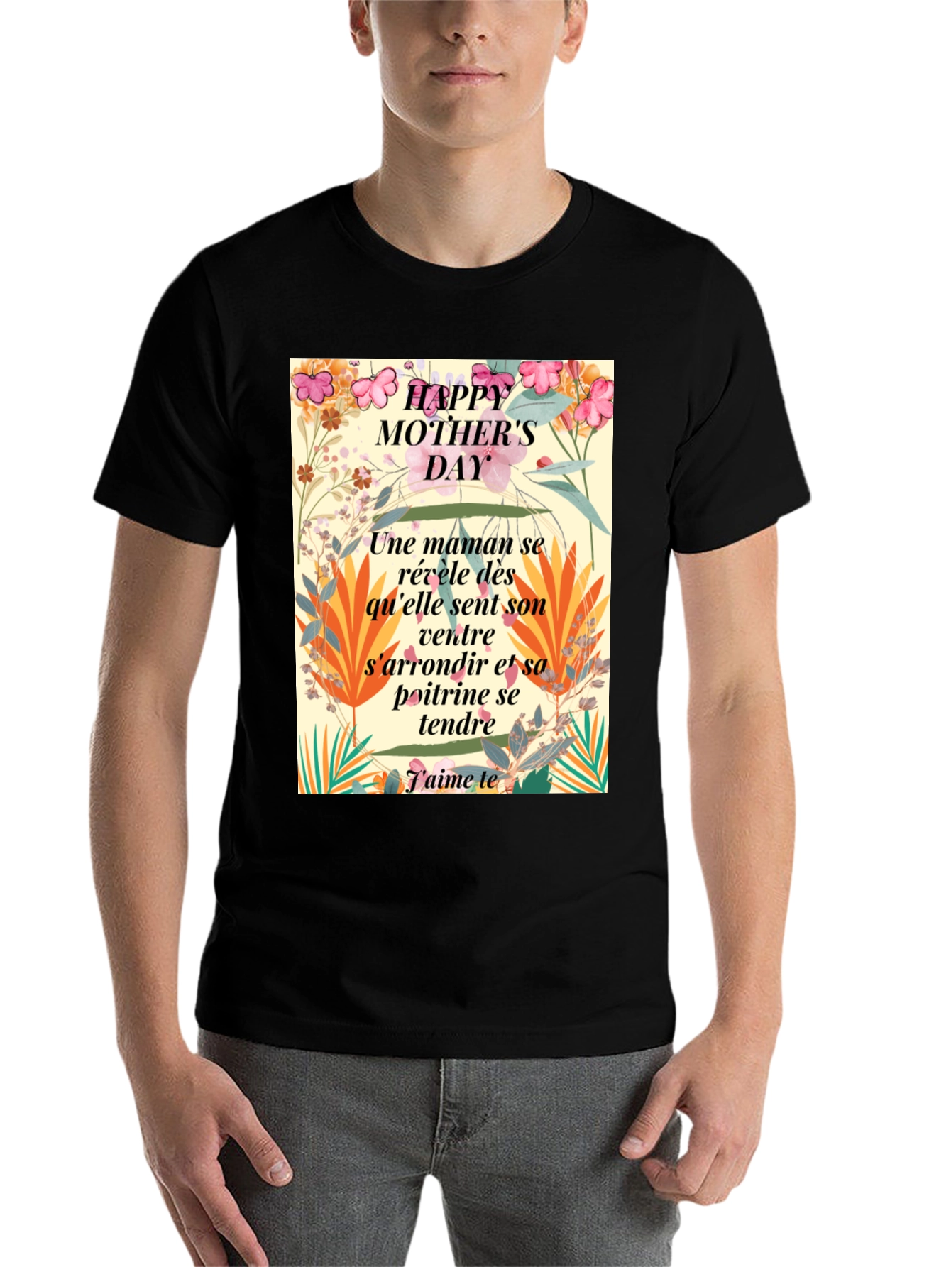 Floral Happy Mother's Day T-Shirt - French Text Design - 7