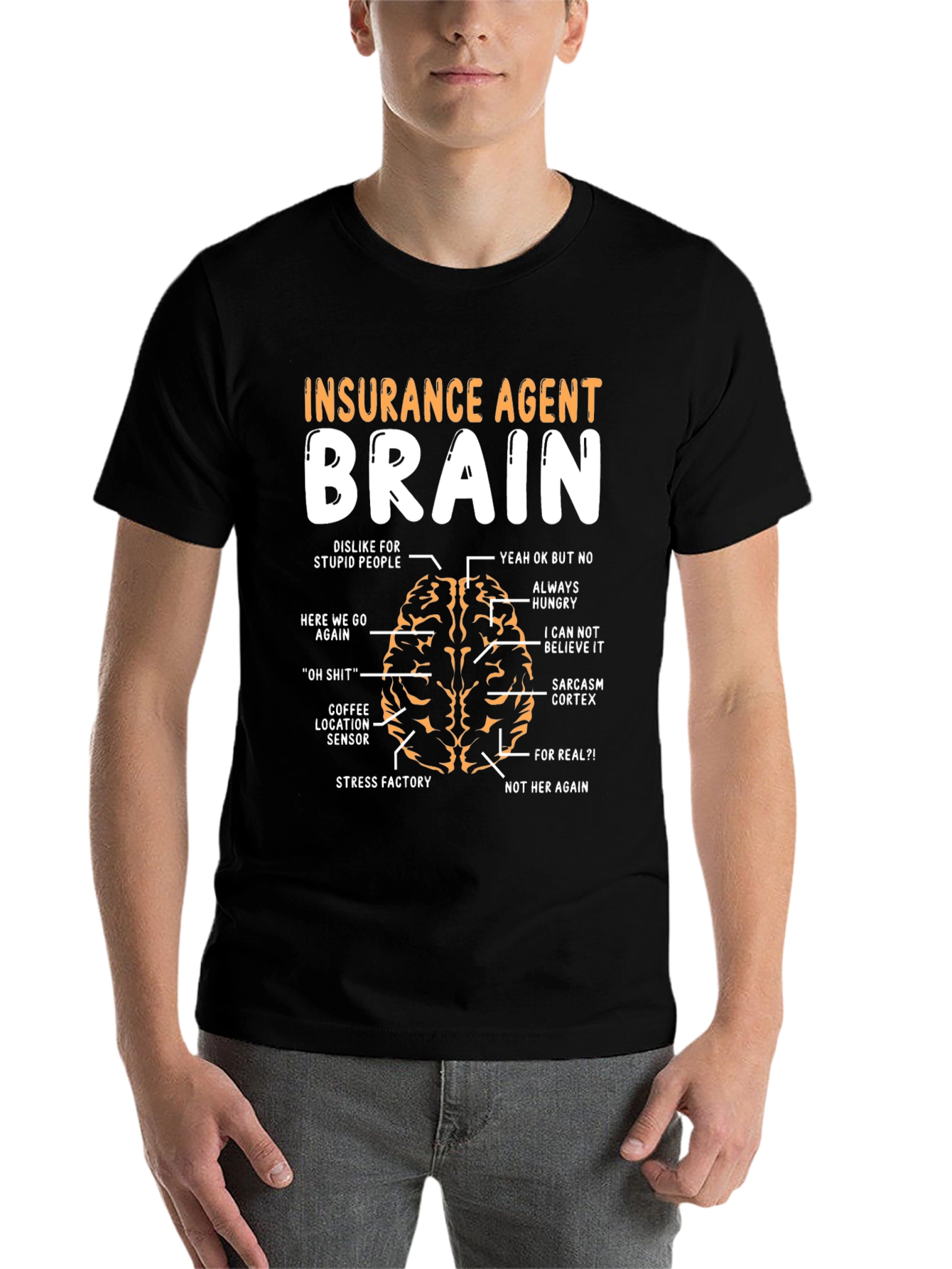 Black Insurance Agent Brain Humor T-Shirt view 7