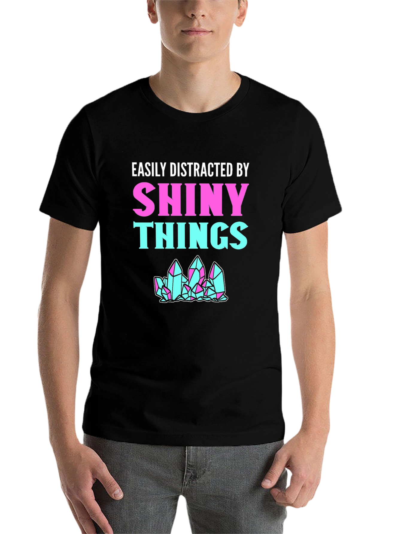 Black Easily Distracted By Shiny Things T-Shirt view 7