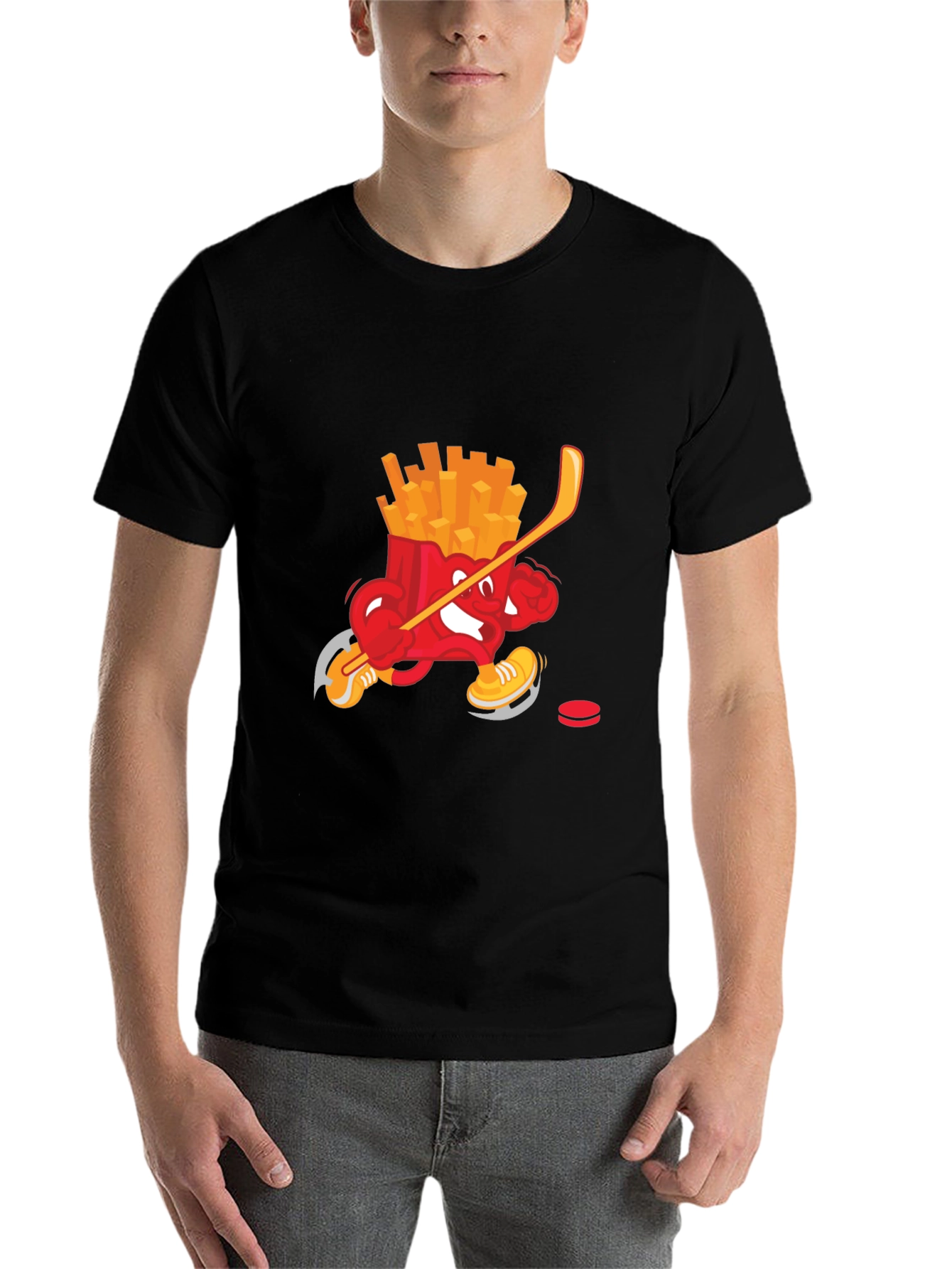 Black Funny Fries Hockey T-Shirt view 7