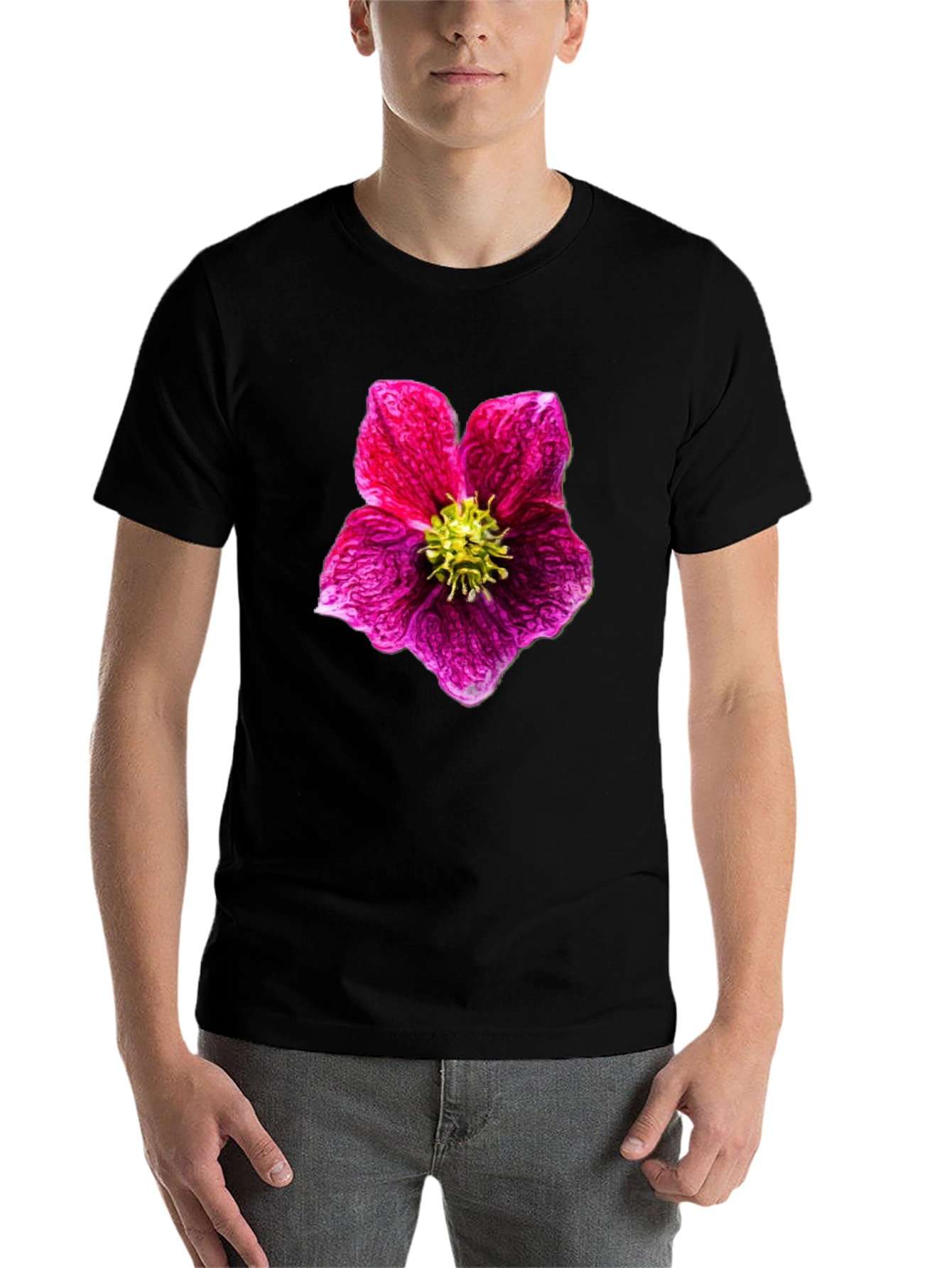 Black Floral Print Crew Neck T-Shirt view 7