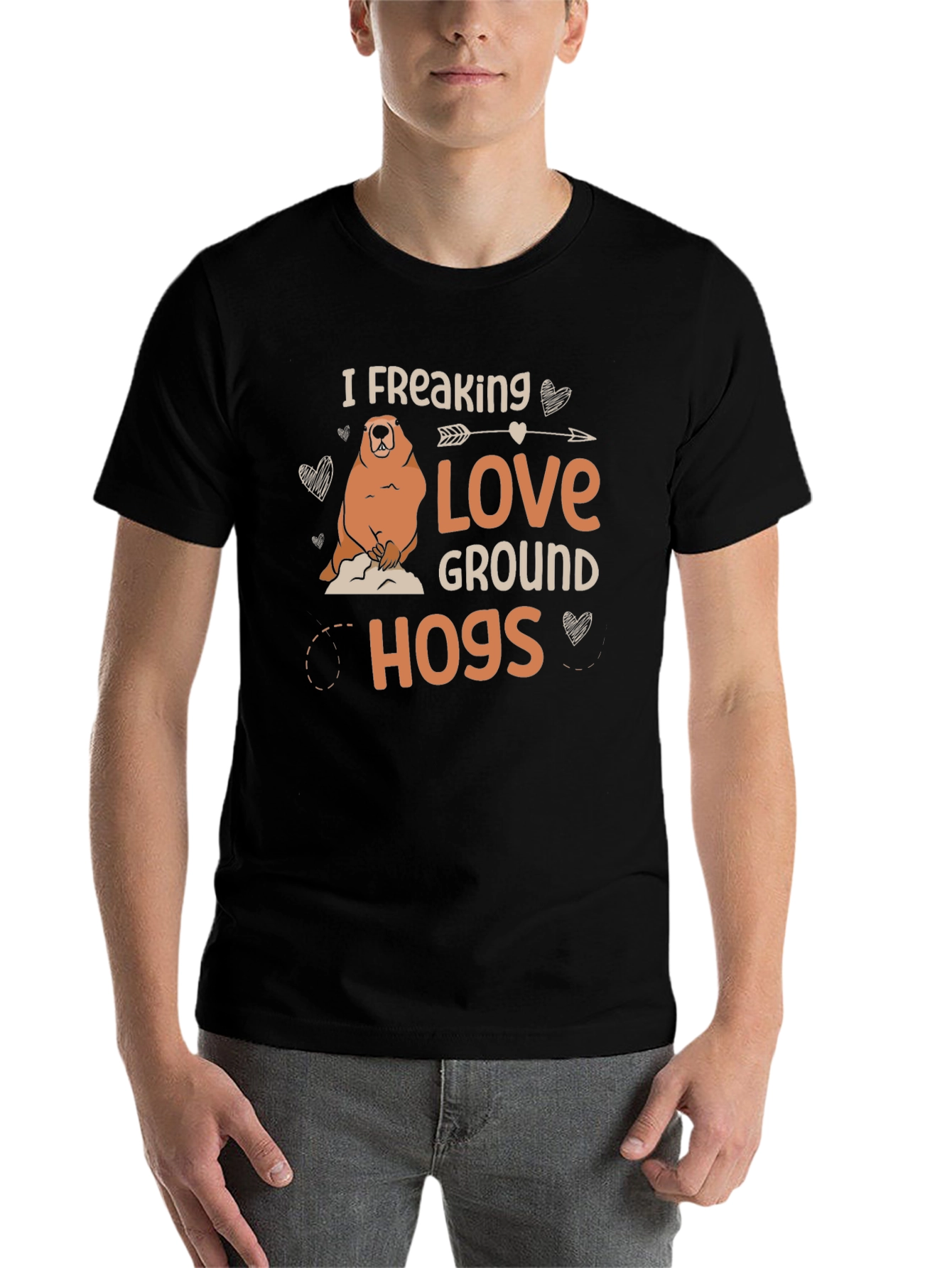 Black I Freaking Love Groundhogs Black T-Shirt view 7