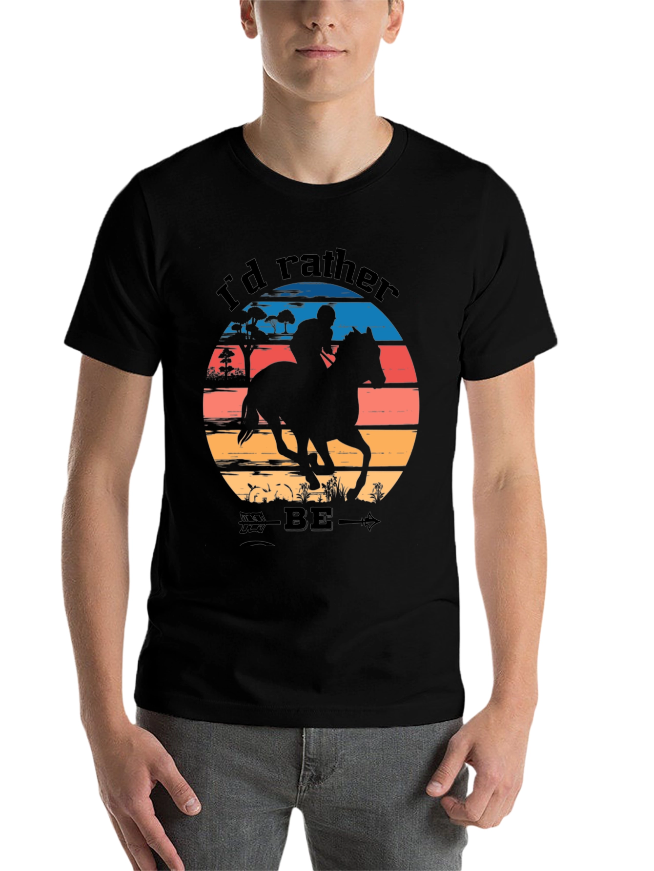 Black Equestrian Sunset T-Shirt - Horse Riding Tee view 7