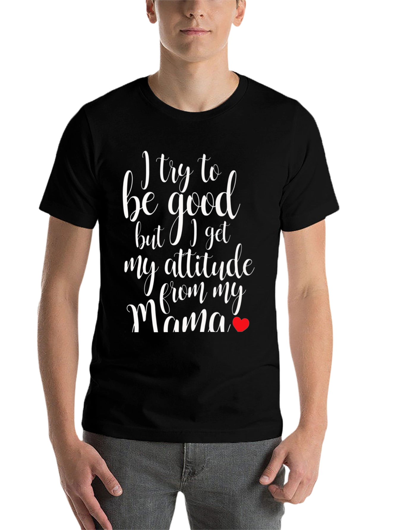 Black Funny Mama's Attitude Black T-Shirt view 7