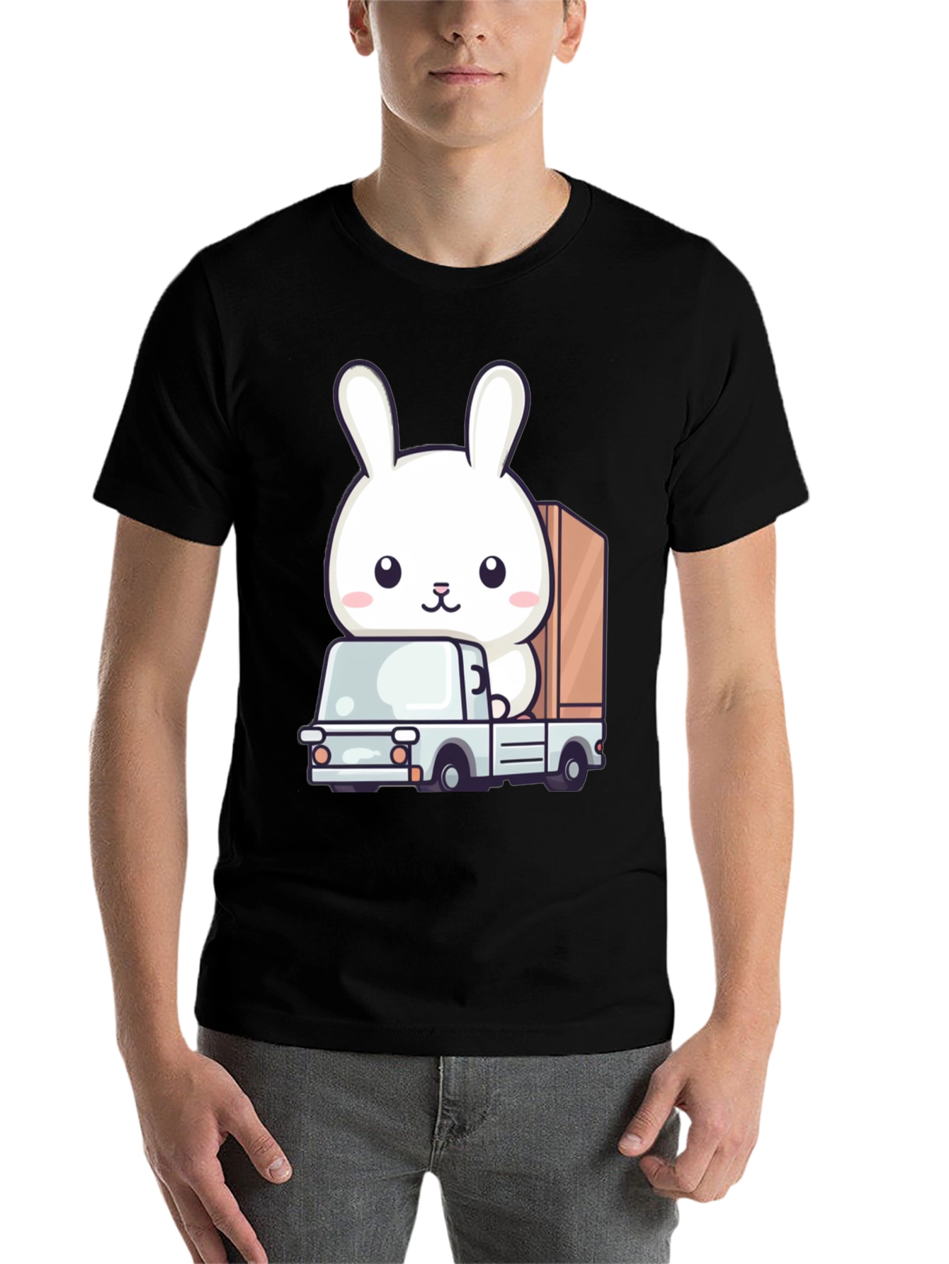 Black Bunny Truck Graphic Tee - Cute Animal Lover Shirt view 7