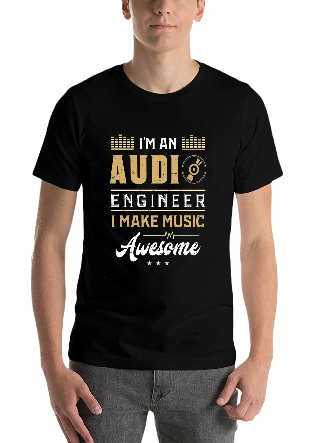 Black Audi Engineer Makes Music Awesome Black Graphic T-Shirt view 7