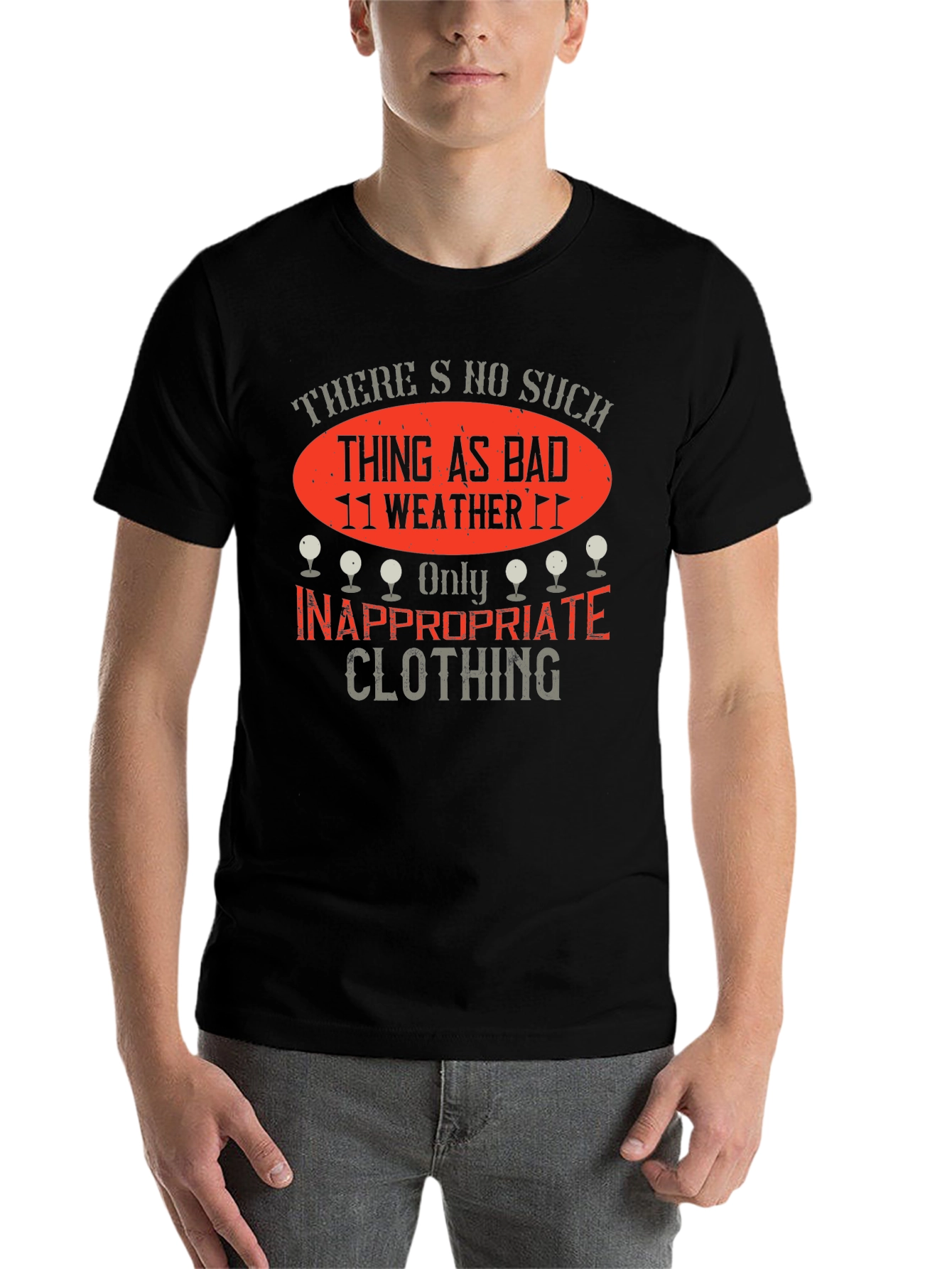 Black Funny Golfing T-Shirt - No Bad Weather view 7