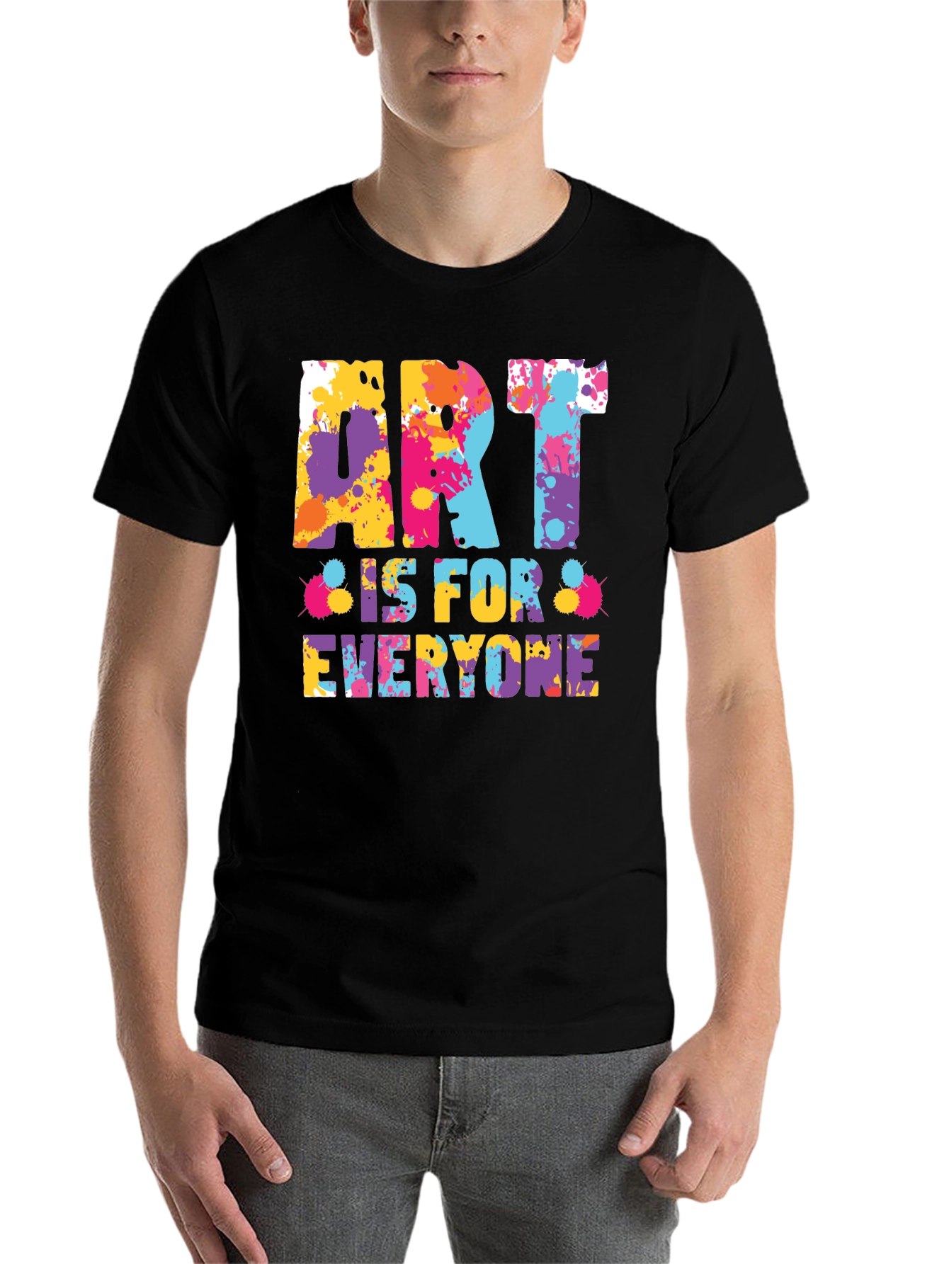 Black Art is For Everyone T-Shirt - Colorful Paint Splatter Design view 7