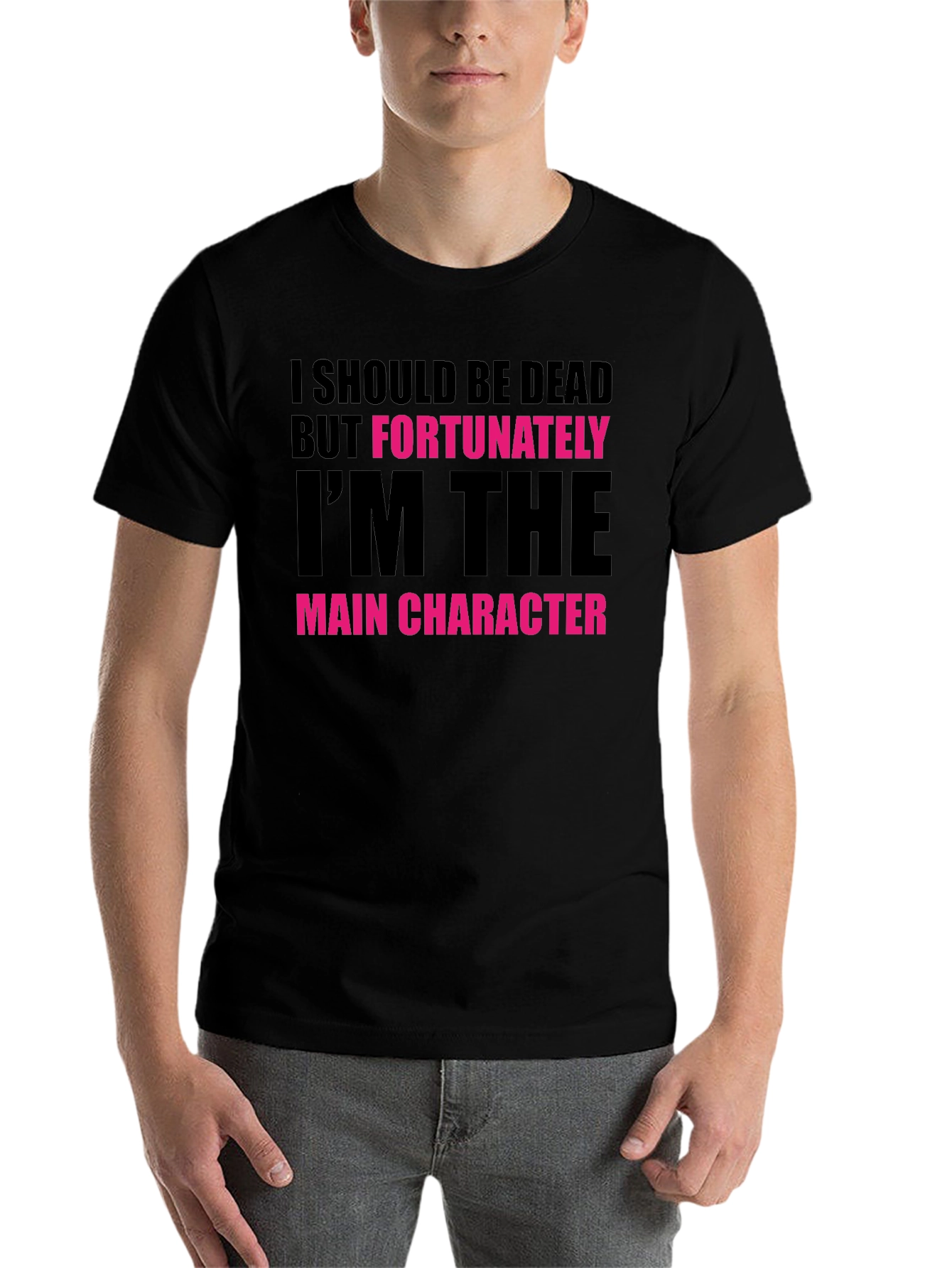 Black Main Character Graphic Tee - Black Novelty T-Shirt view 7