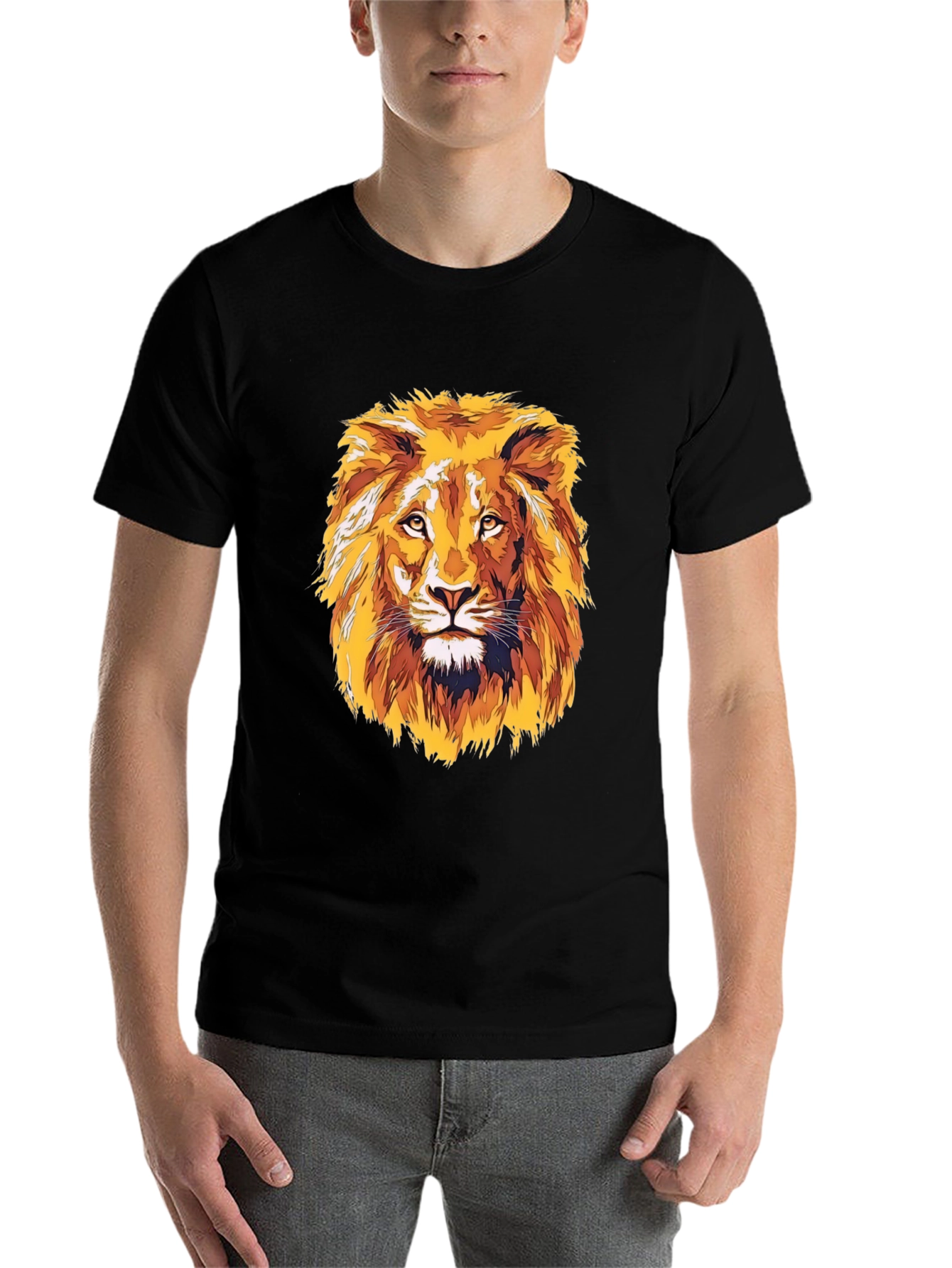 Black Lion Graphic T-Shirt - Bold Artistic Print view 7
