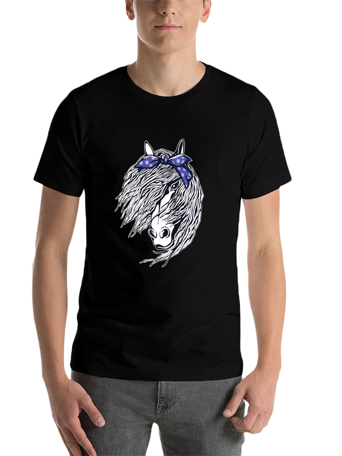 Black Horse with Bandana Graphic Tee view 7
