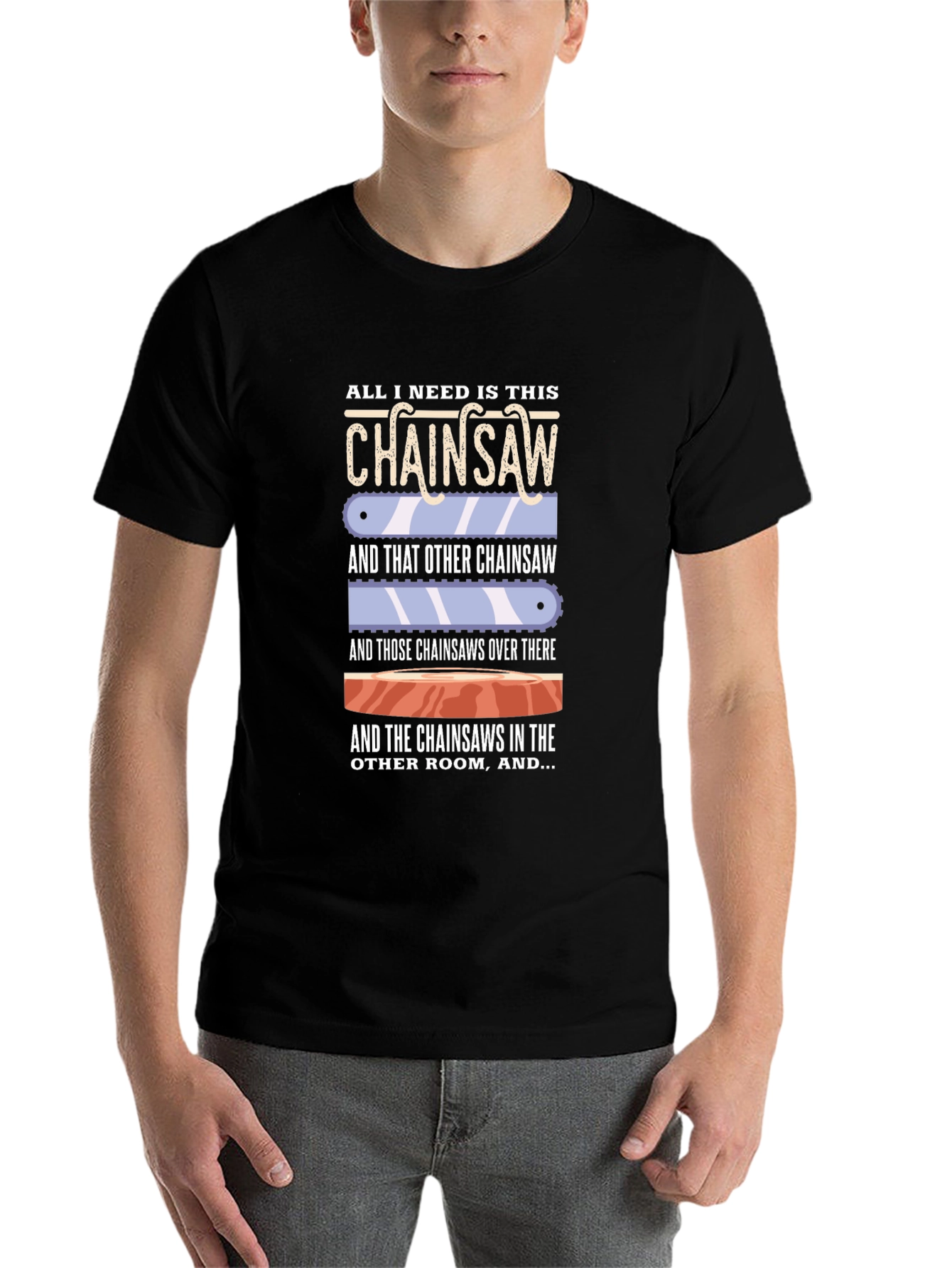 Black Chainsaw Humor Graphic T-Shirt view 7